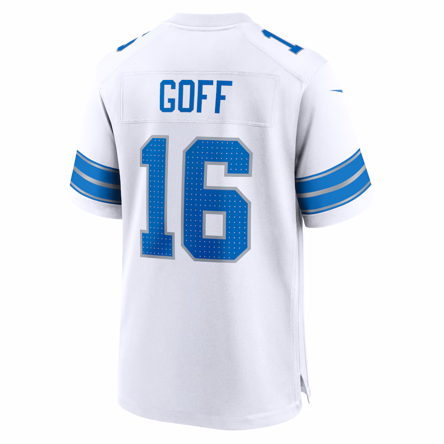 Men's Jared Goff #16 White Detroit Lions Game Jersey