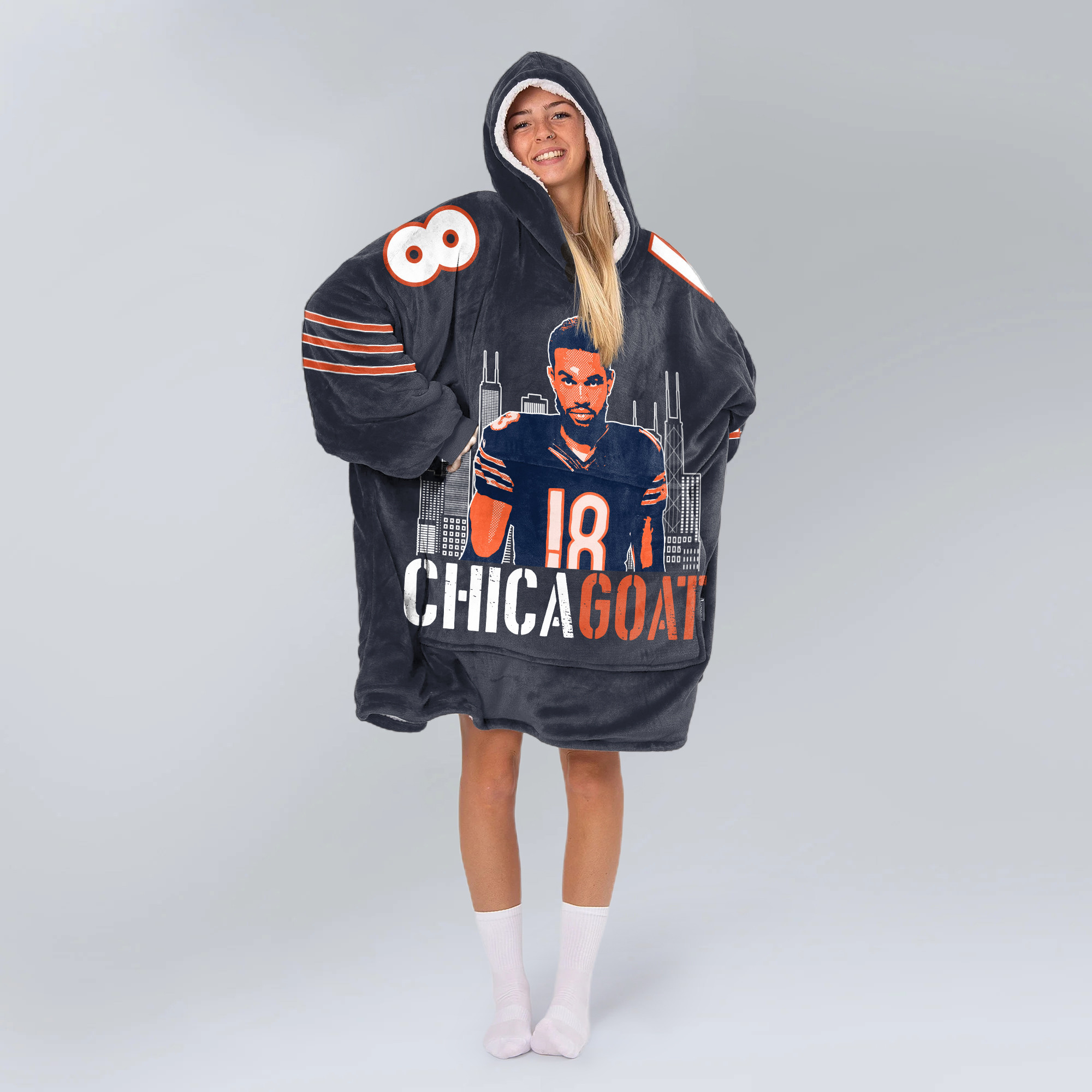 Adult Chicagoat CW 18 Chicago Football Unisex Blanket Hoodie