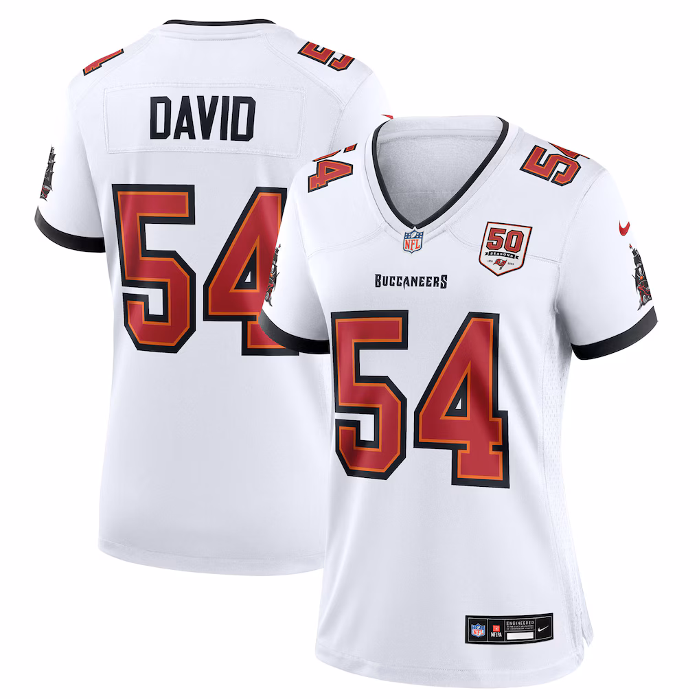 Lavonte David #54 Tampa Bay Buccaneers Women's 50th Anniversary White Game Jersey - White