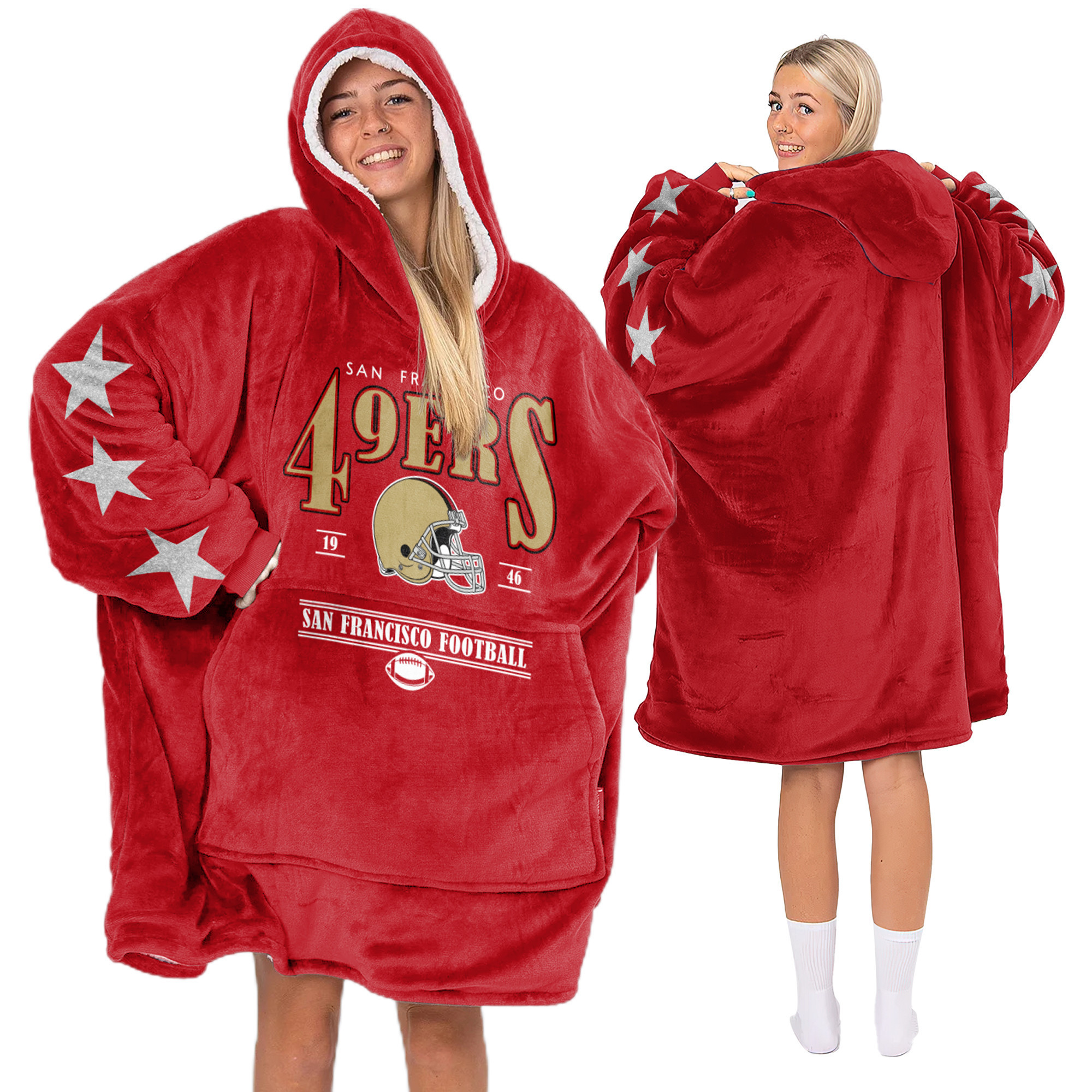 Adult Starry San Francisco 49ers Football Unisex Blanket Hoodie