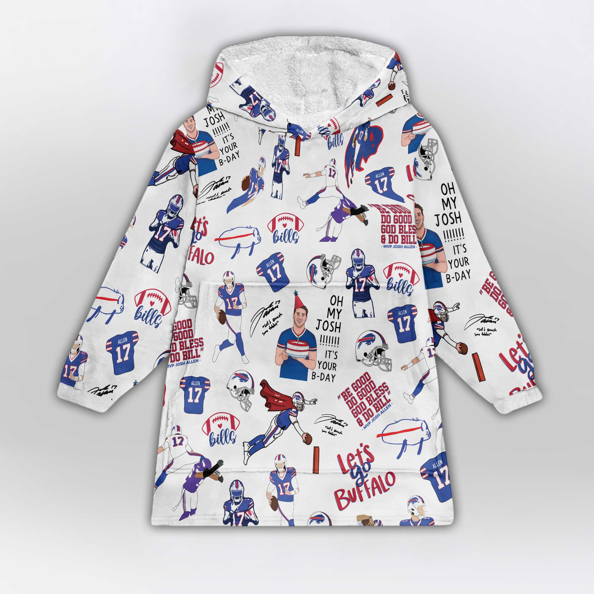 Pattern J.A 17 Buffalo Football Unisex Blanket Hoodie