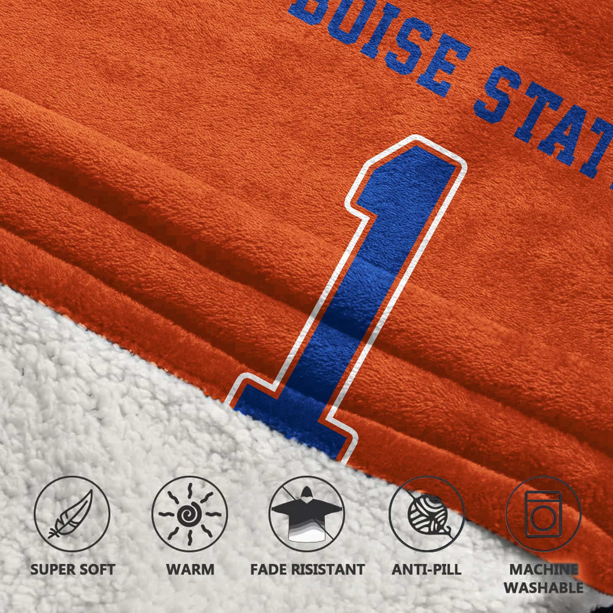Adult #1 Boise State Football Unisex Blanket Hoodie