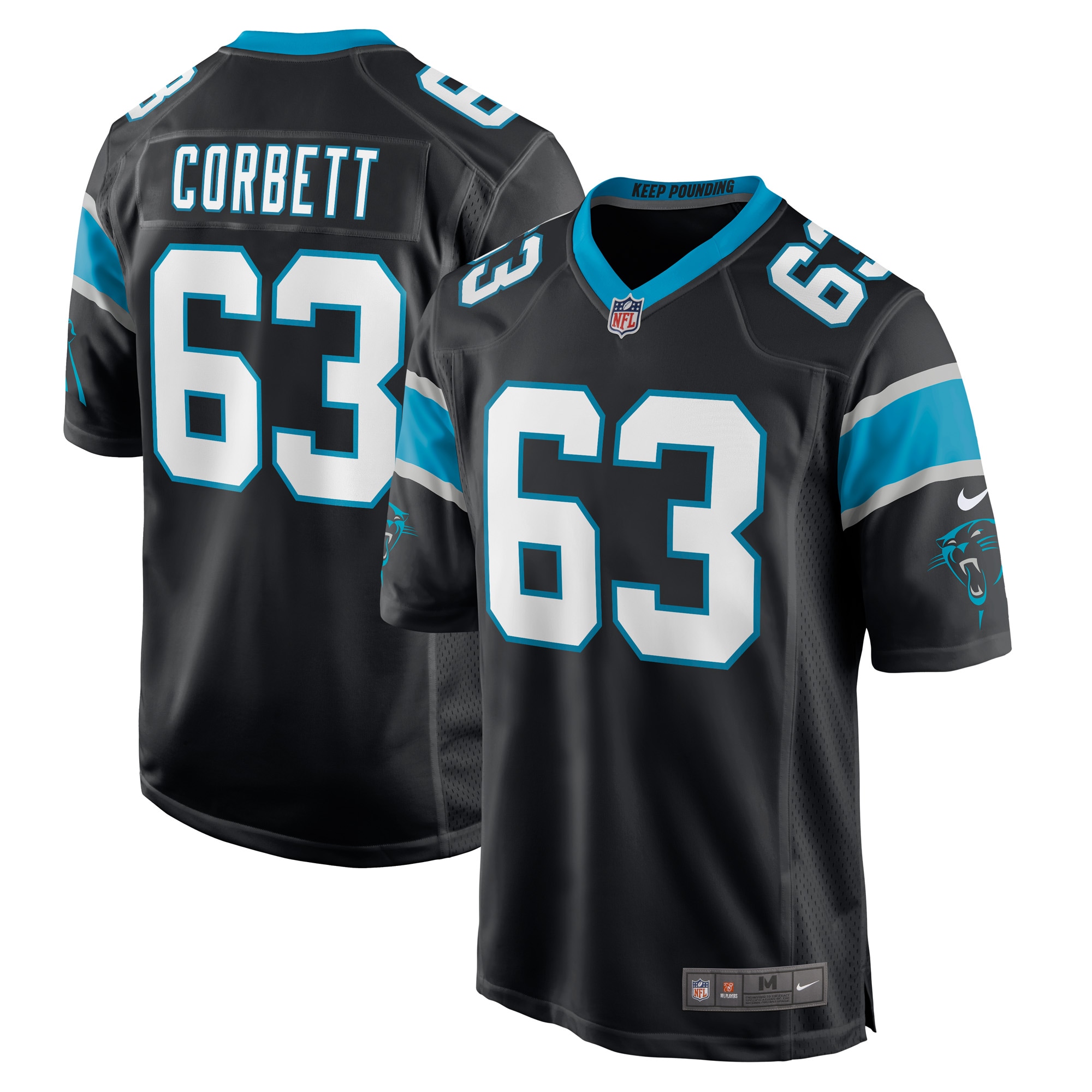 Austin Corbett Carolina Panthers  Game Jersey - Black