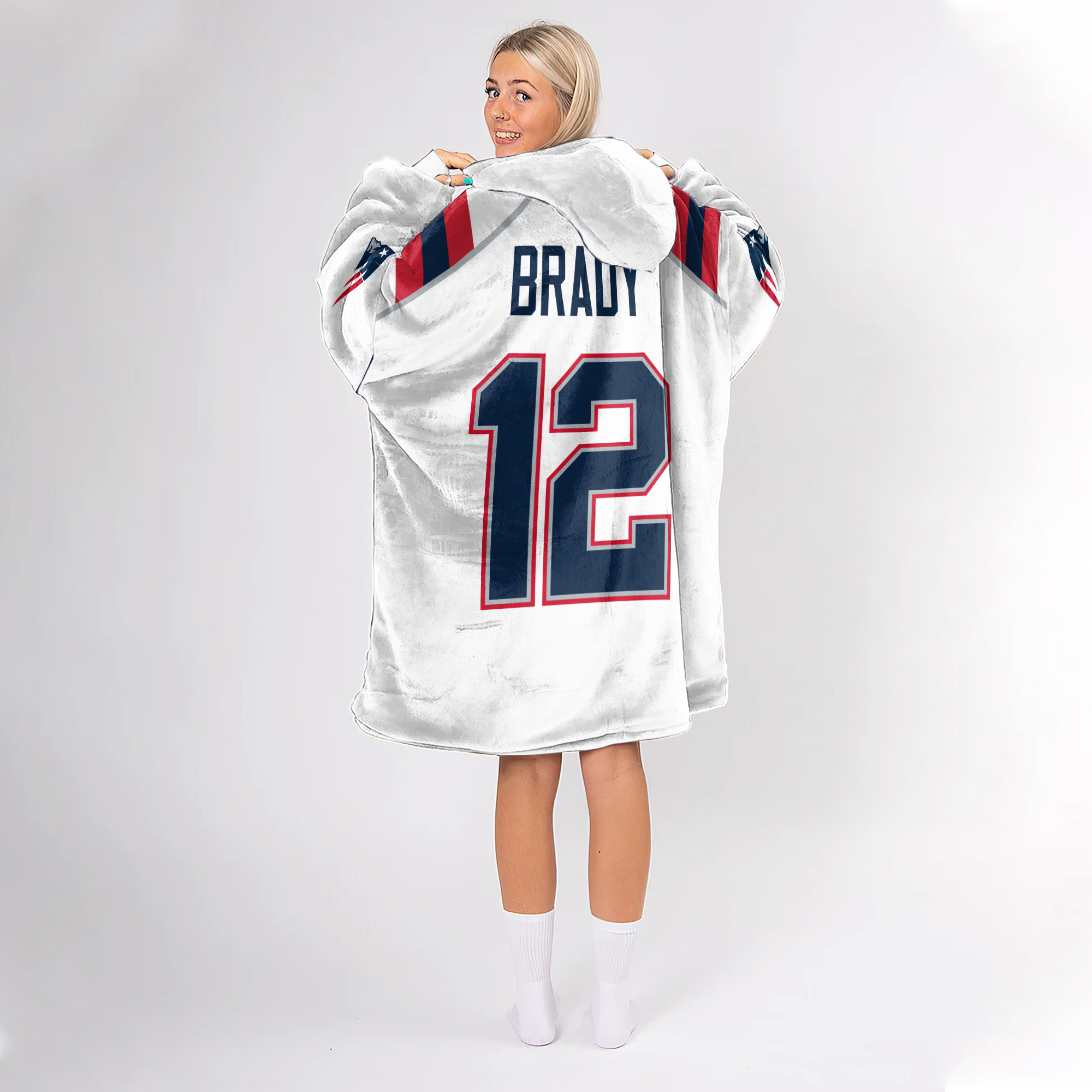 Adult TB 12 New England Football Unisex Blanket Hoodie