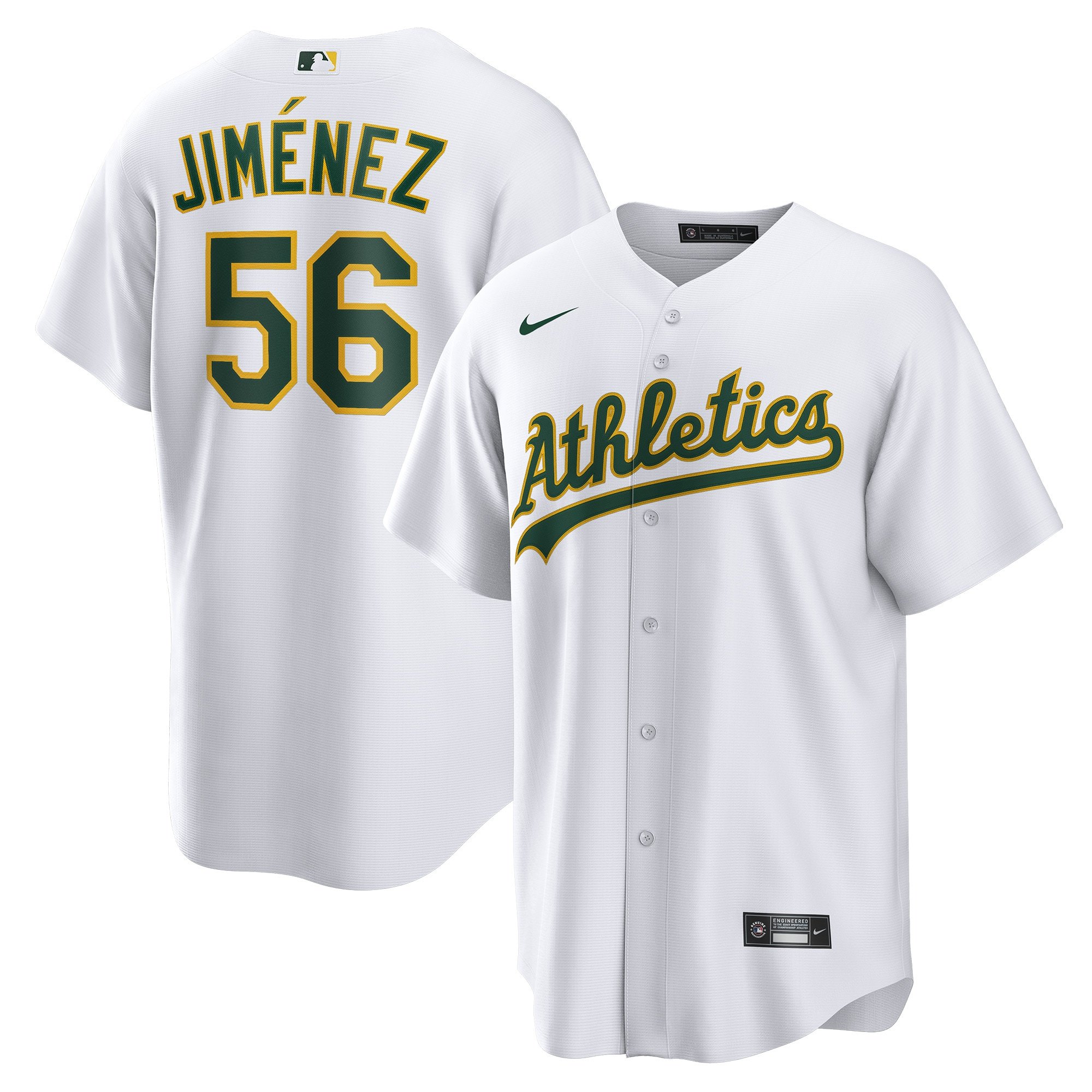 Men's Oakland Athletics Dany Jiménez  White Home  Replica Player Jersey