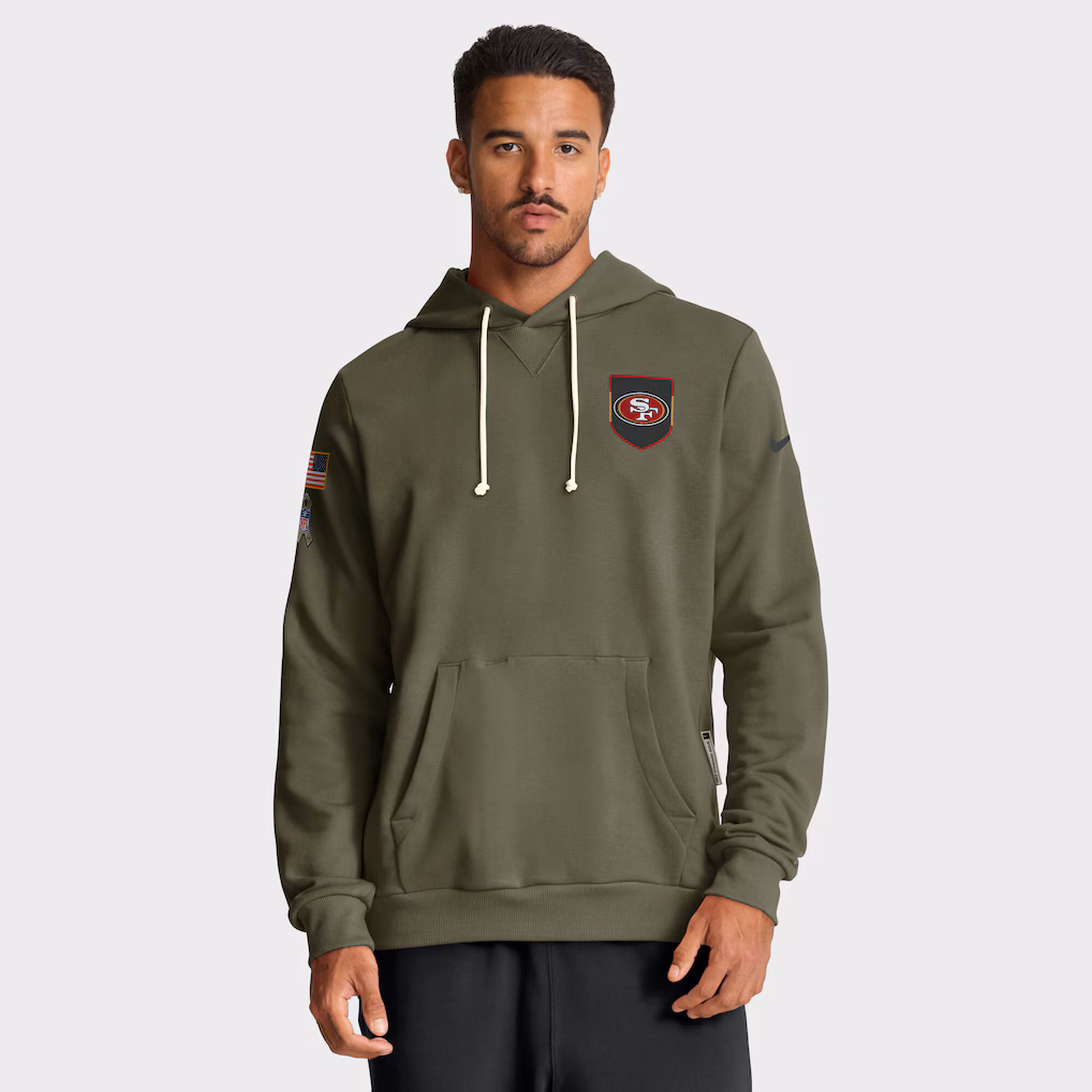 Men's San Francisco 49ers 49ers Olive 2025 Salute to Service Sideline Standard Issue Dri-FIT Hoodie