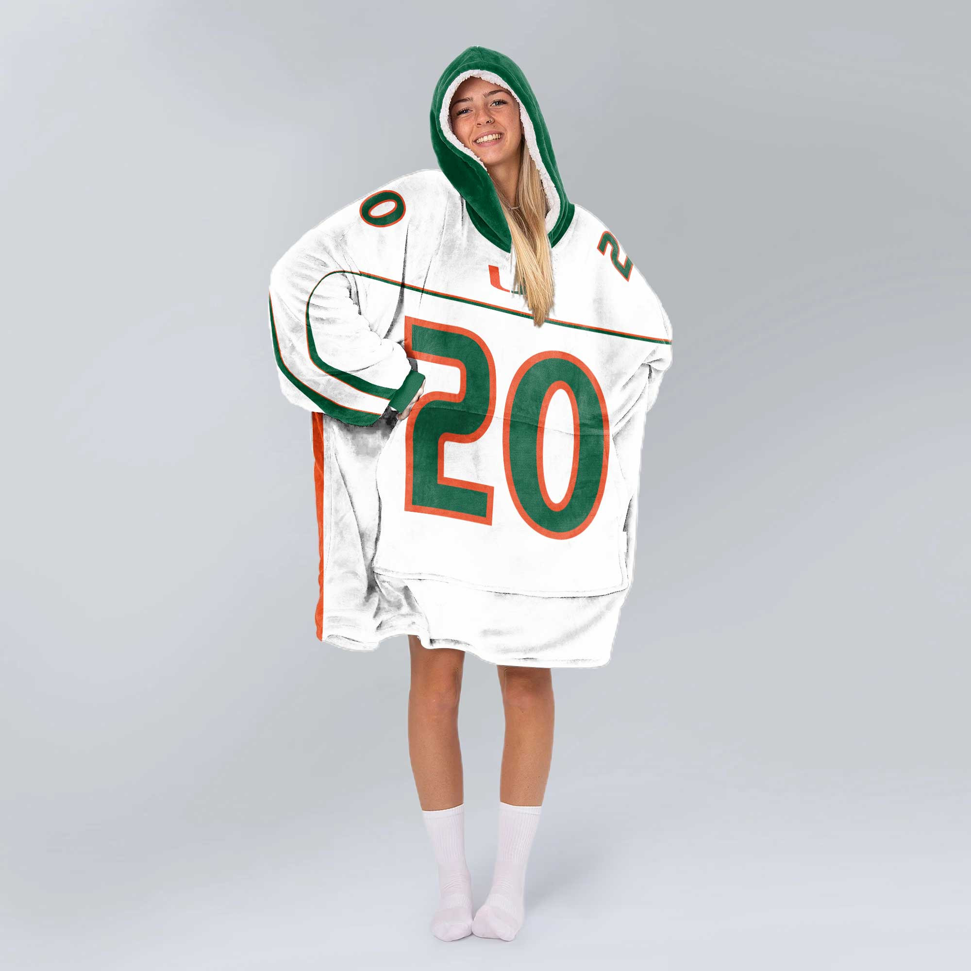 Adult 20 Miami Football Unisex Blanket Hoodie