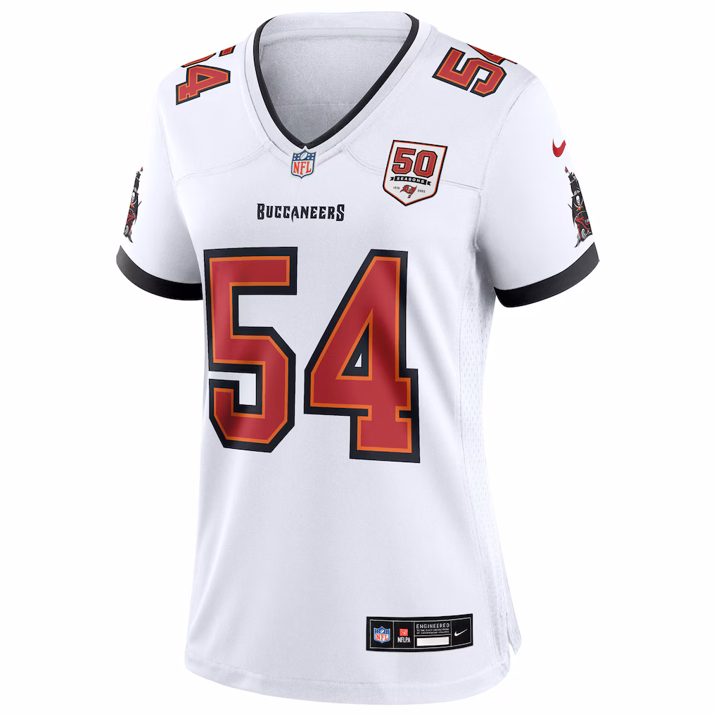 Lavonte David #54 Tampa Bay Buccaneers Women's 50th Anniversary White Game Jersey - White