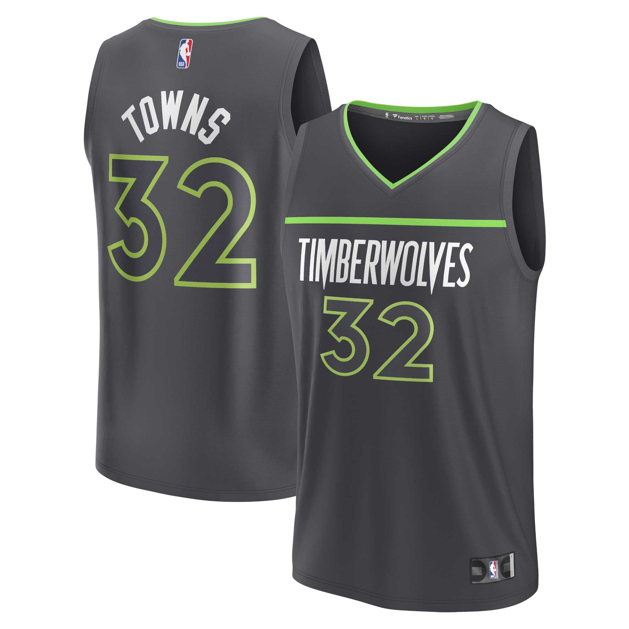 Karl-Anthony Towns Minnesota Timberwolves  Youth 2021/22 Fast Break Player Jersey Anthracite - Statement Edition