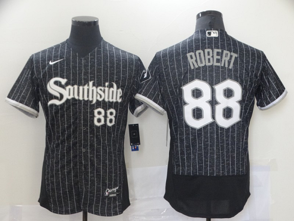 Men's  Chicago White Sox #88 Luis Robert Black MLB 2021 City Connect Player Jersey