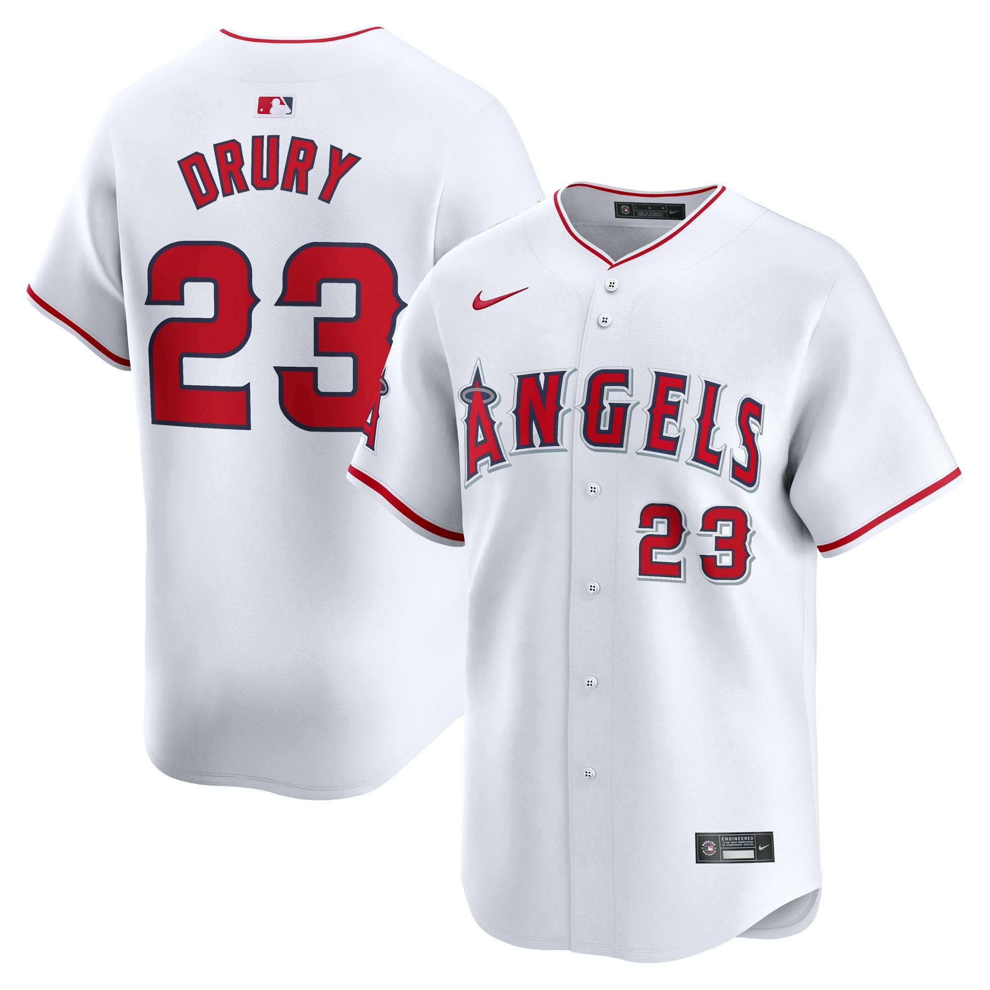 Men's Los Angeles Angels Brandon Drury  White Home Limited Player Jersey