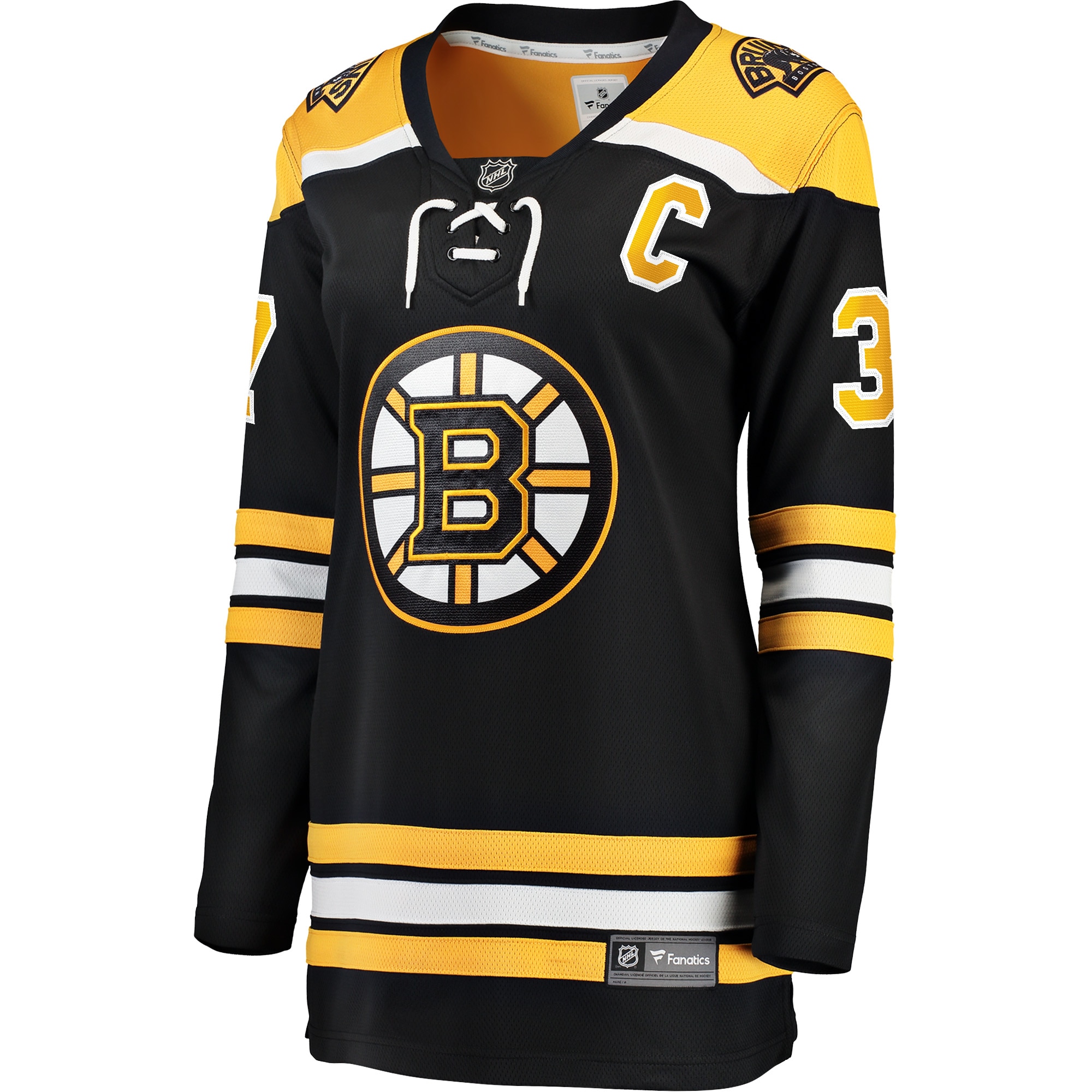 Patrice Bergeron Boston Bruins Women's Captain Patch Home Breakaway Jersey - Black
