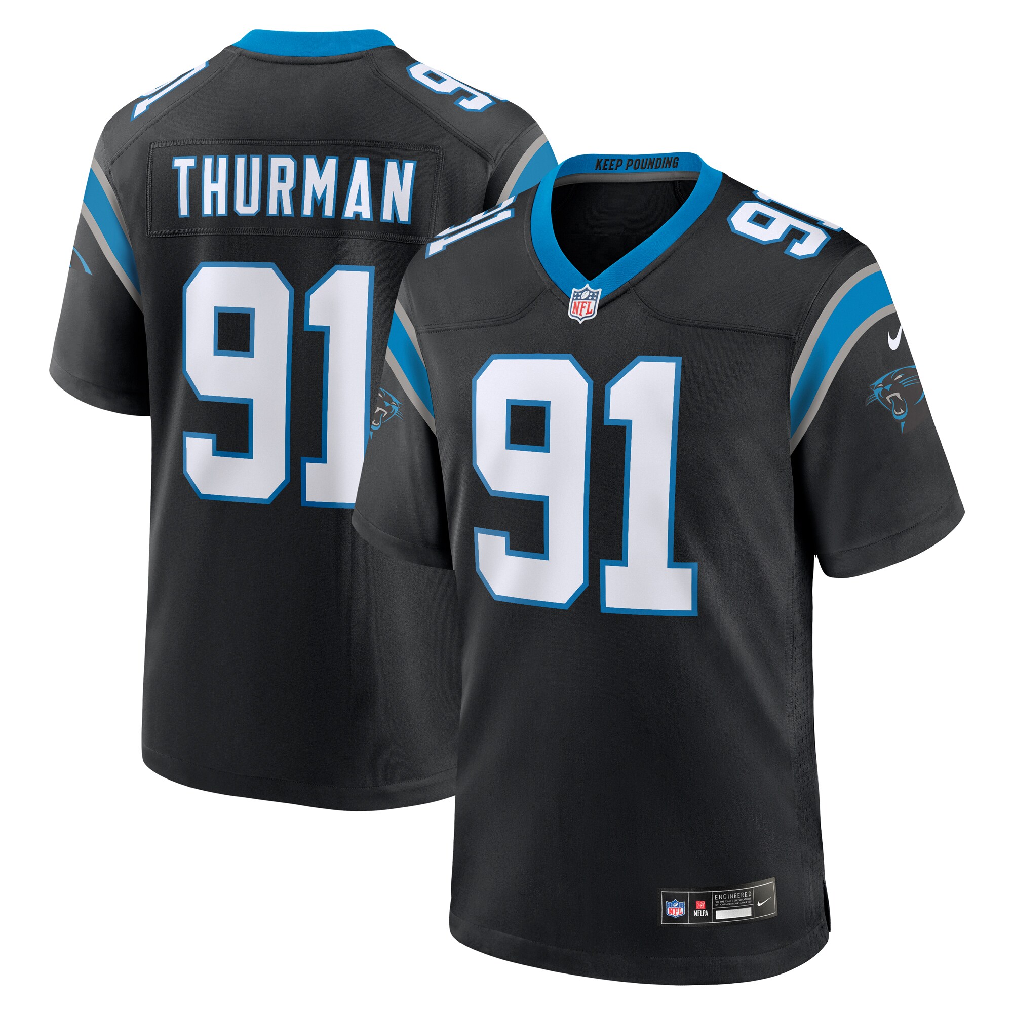 Nick Thurman Carolina Panthers Team Game Jersey -  Black