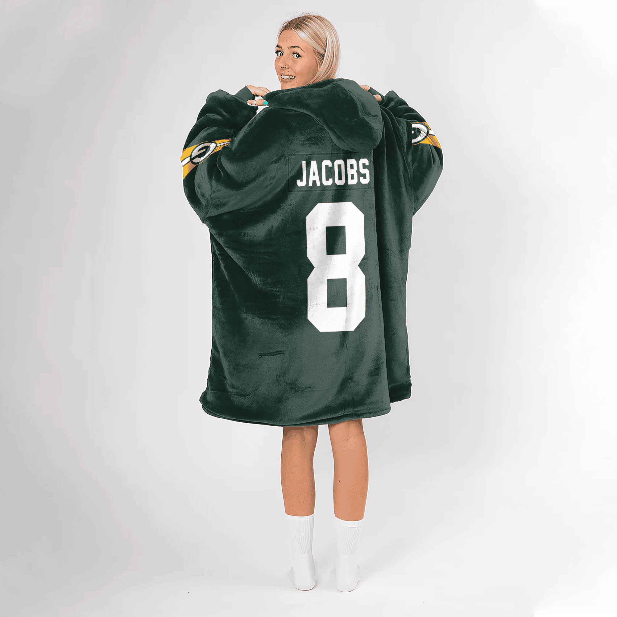 Adult 8 Green Bay Football Unisex Blanket Hoodie
