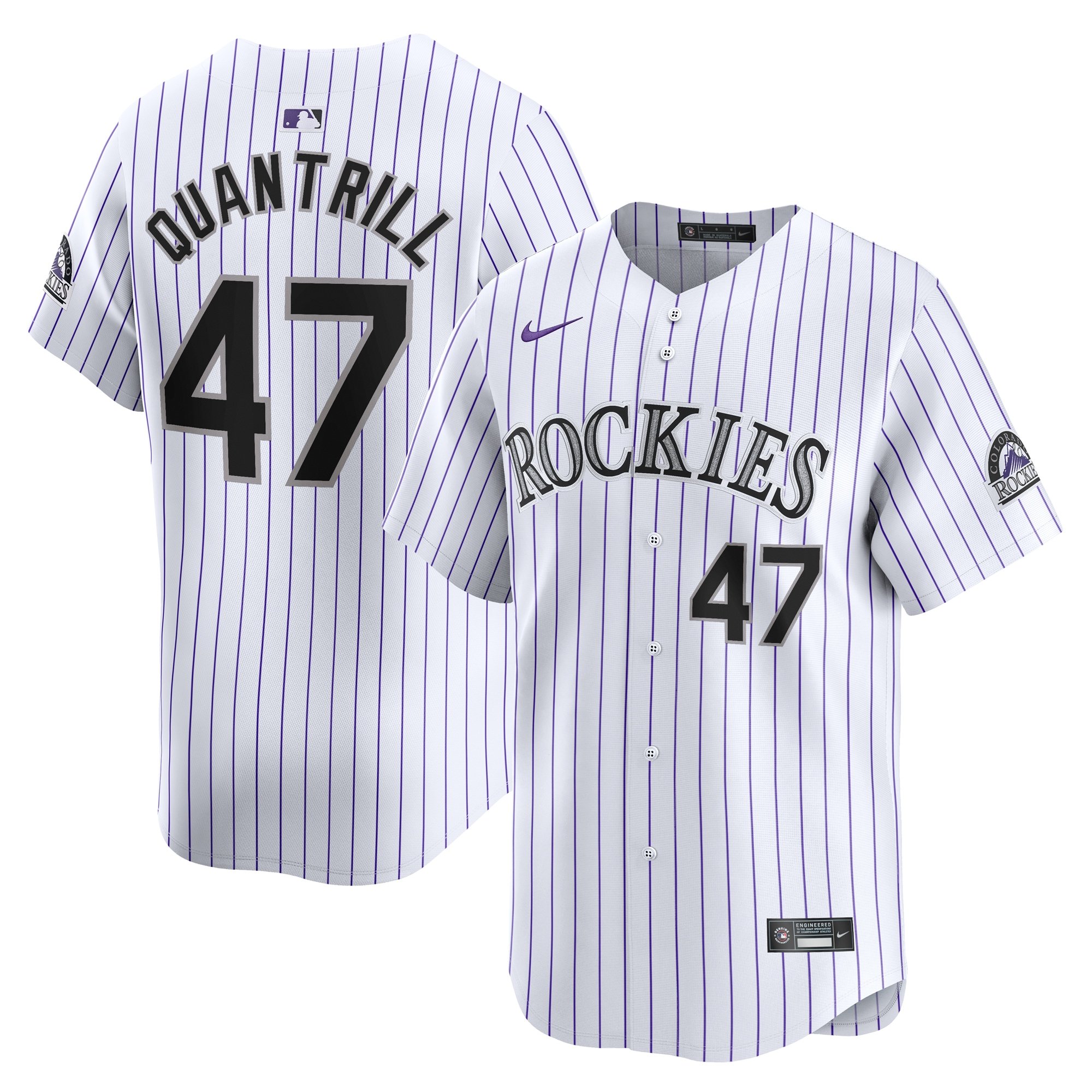 Men's Colorado Rockies Cal Quantrill  White Home Limited Player Jersey