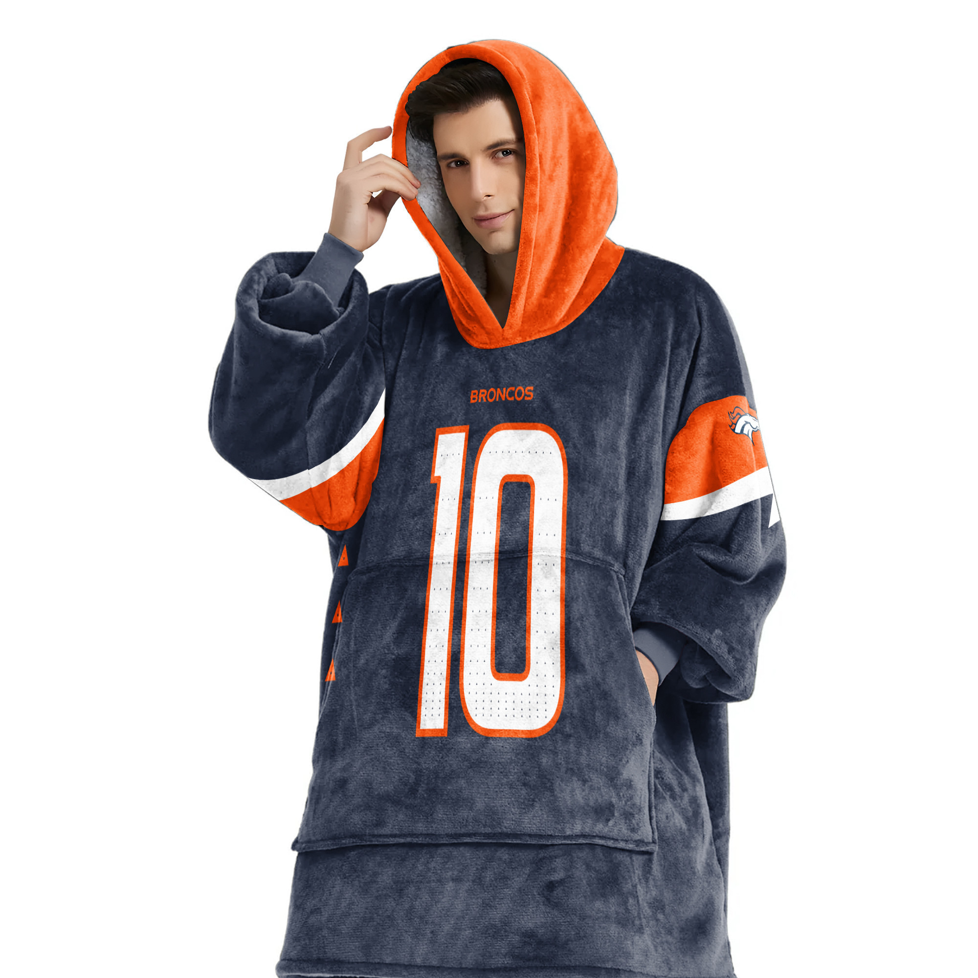 Adult 10 Denver Football Unisex Blanket Hoodie