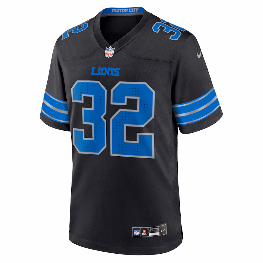 Men's Brian Branch #32 Black Detroit Lions Alternate Game Jersey
