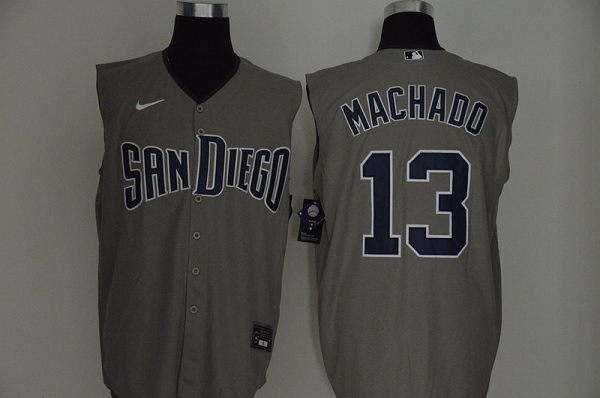 Men's San Diego Padres #13 Manny Machado Gray 2020 Cool and Refreshing Sleeveless Fan Stitched MLB  Jersey