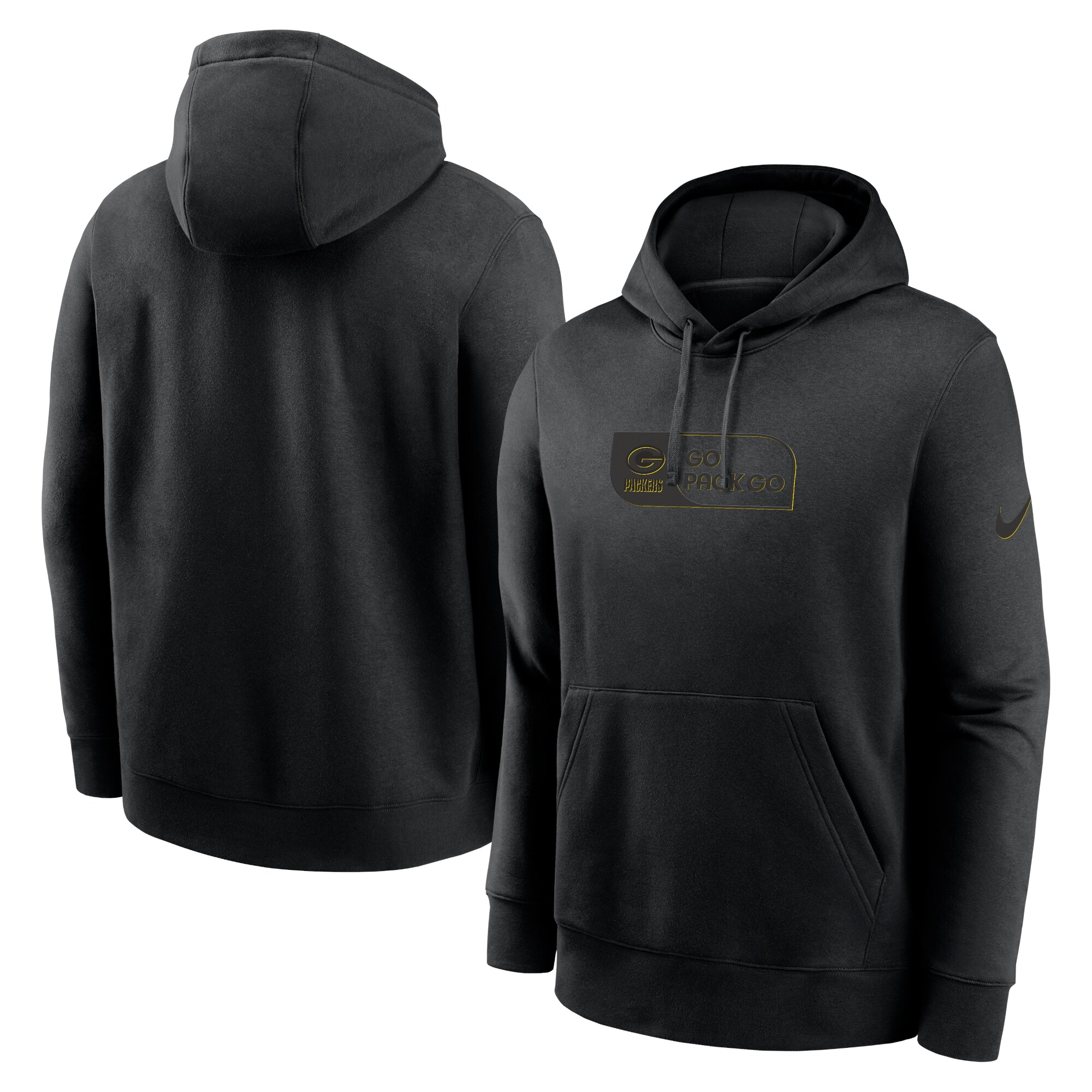 Green Bay Packers Edge French Terry Club Pullover Hoodie - Black