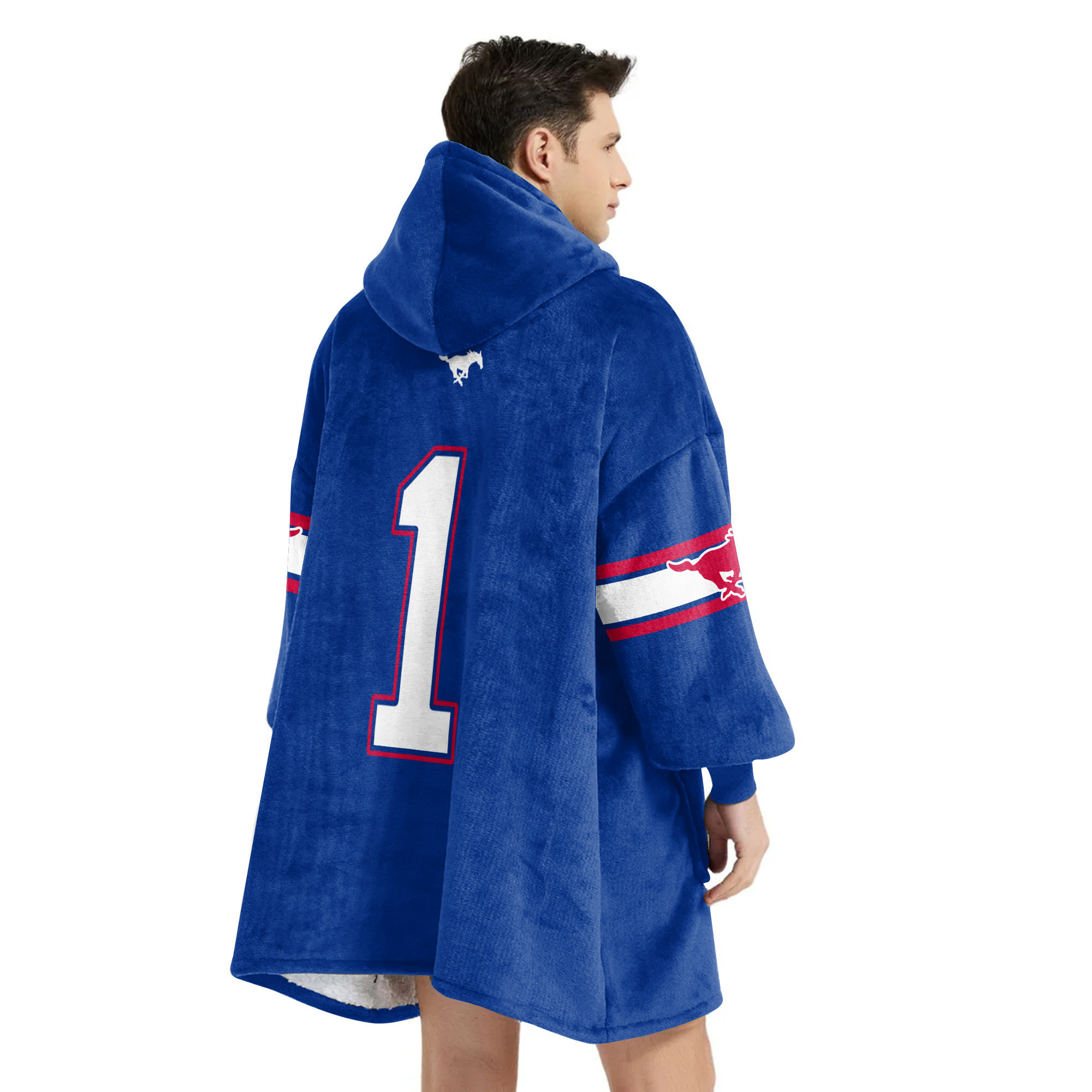 Adult #1 SMU Football Unisex Blanket Hoodie