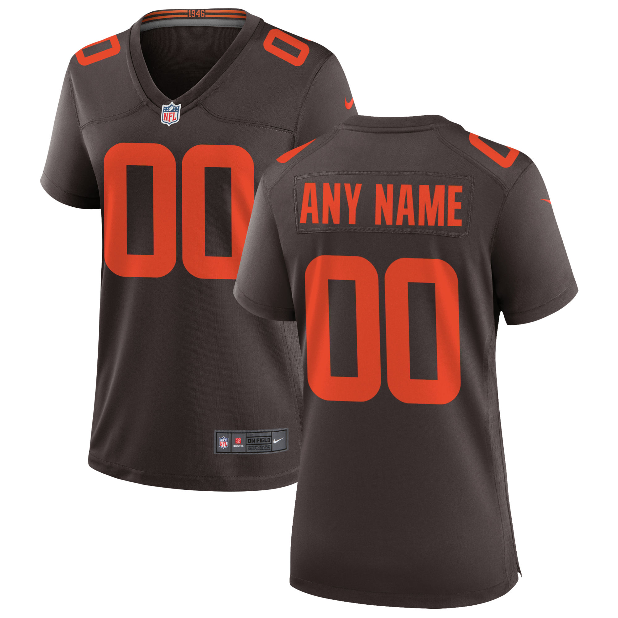 Cleveland Browns  Women's Alternate Custom Game Jersey - Brown