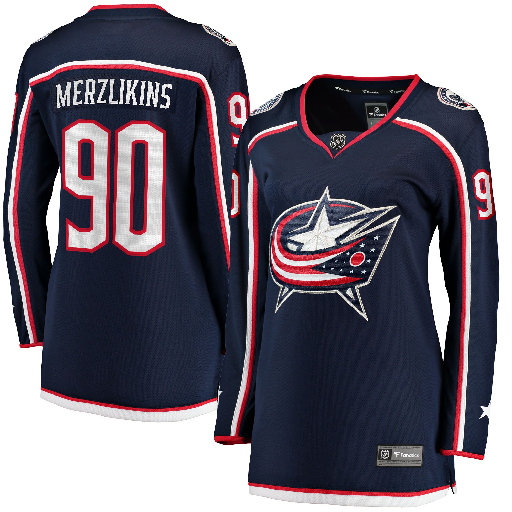 Elvis Merzlikins Columbus Blue Jackets Women's Home Breakaway Jersey - Navy