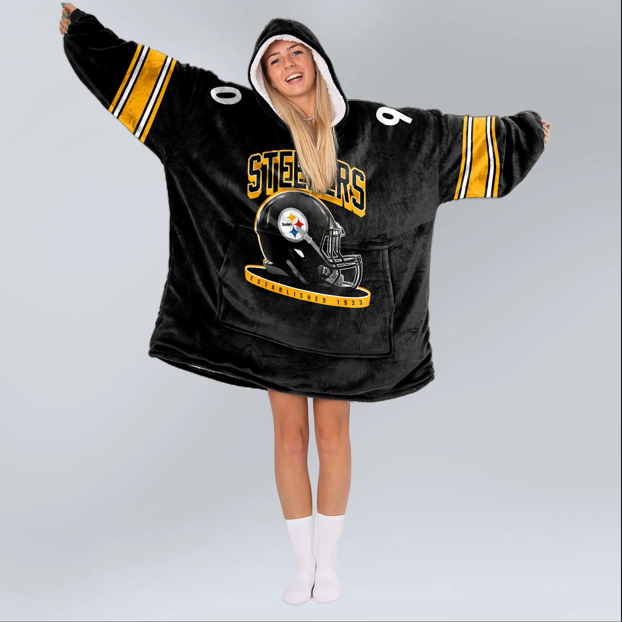 Adult 90 Pittsburgh Football Unisex Blanket Hoodie