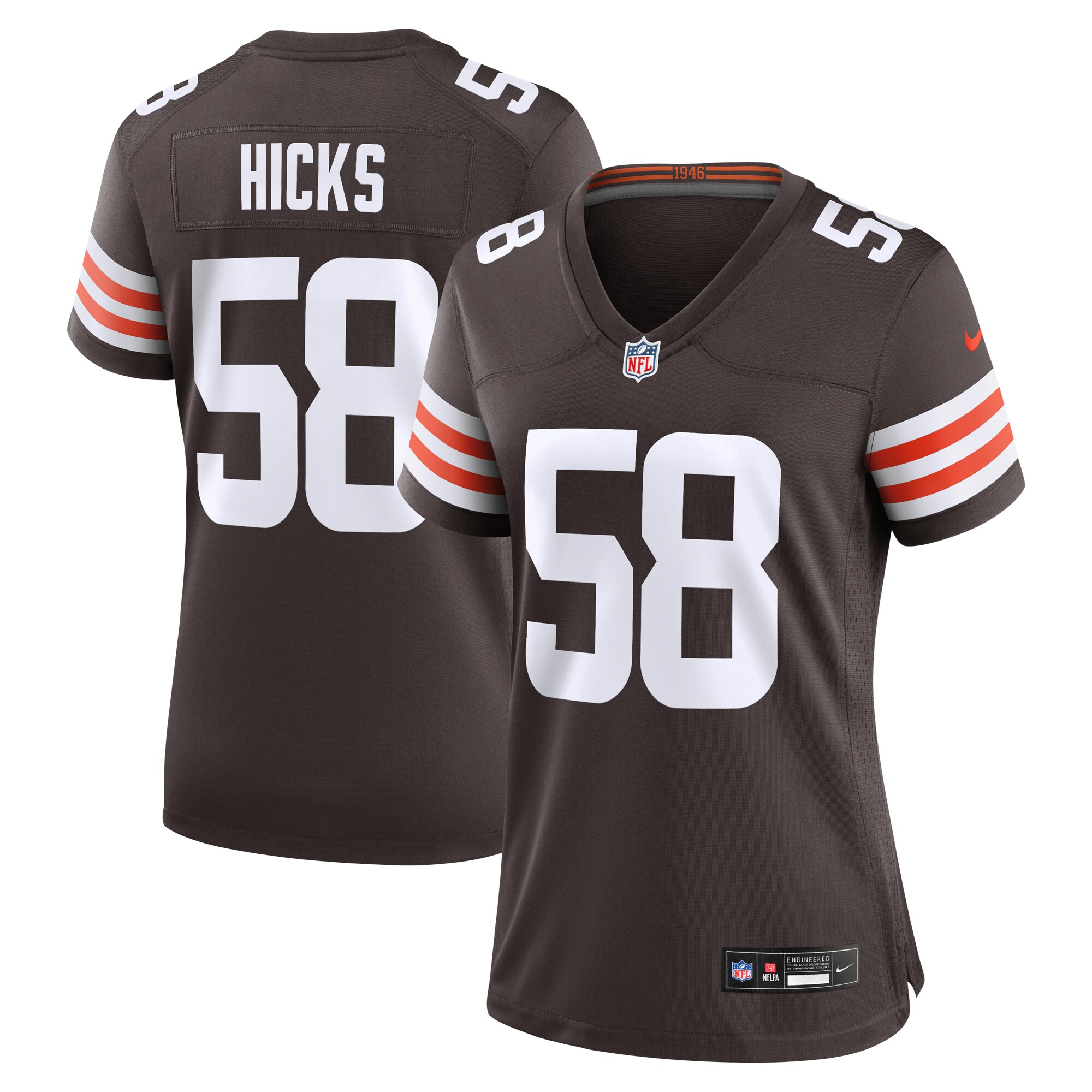 Hicks Cleveland Browns Women's  Game Jersey -  Brown