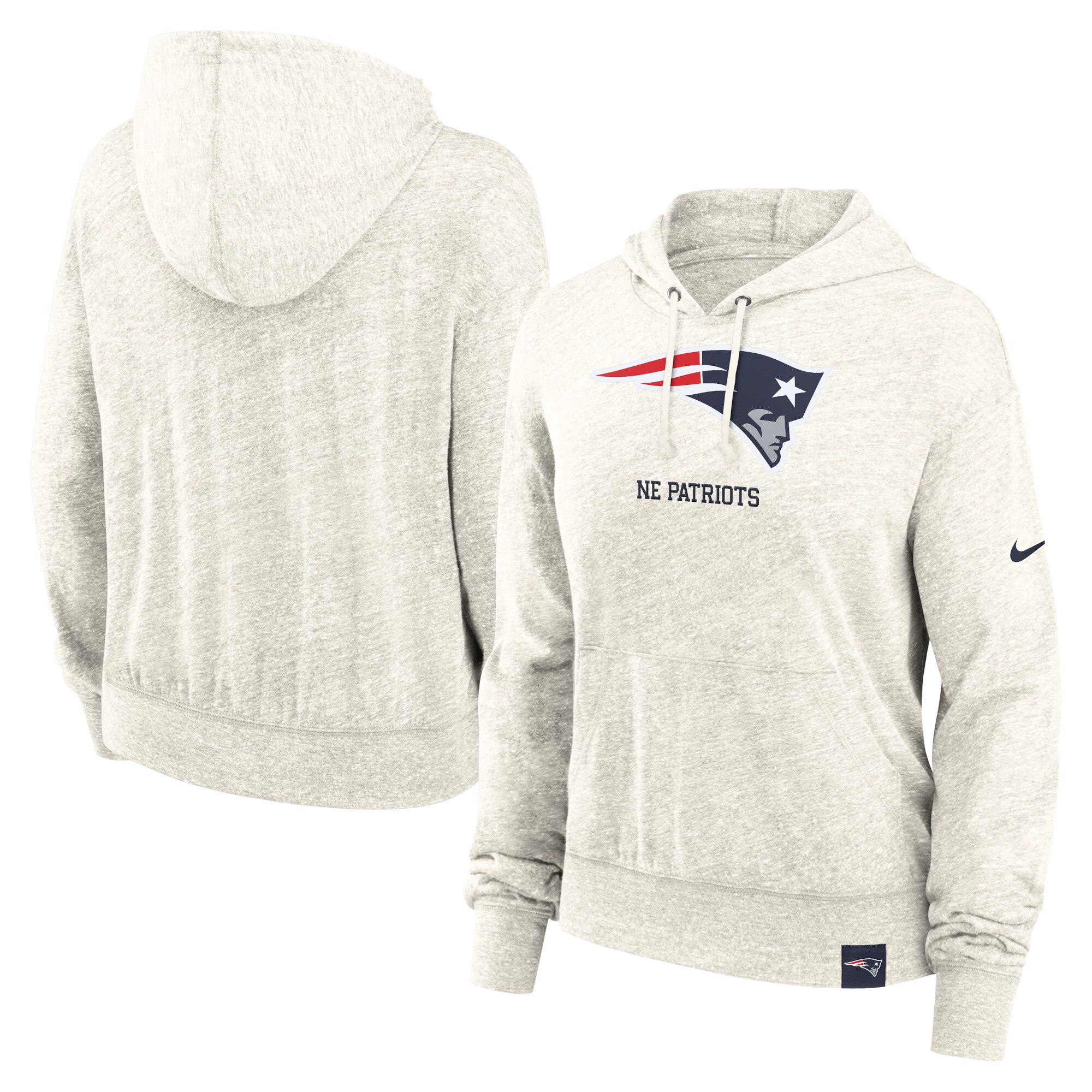 New England Patriots Women's Gym Vintage Logo Pullover Hoodie - Cream