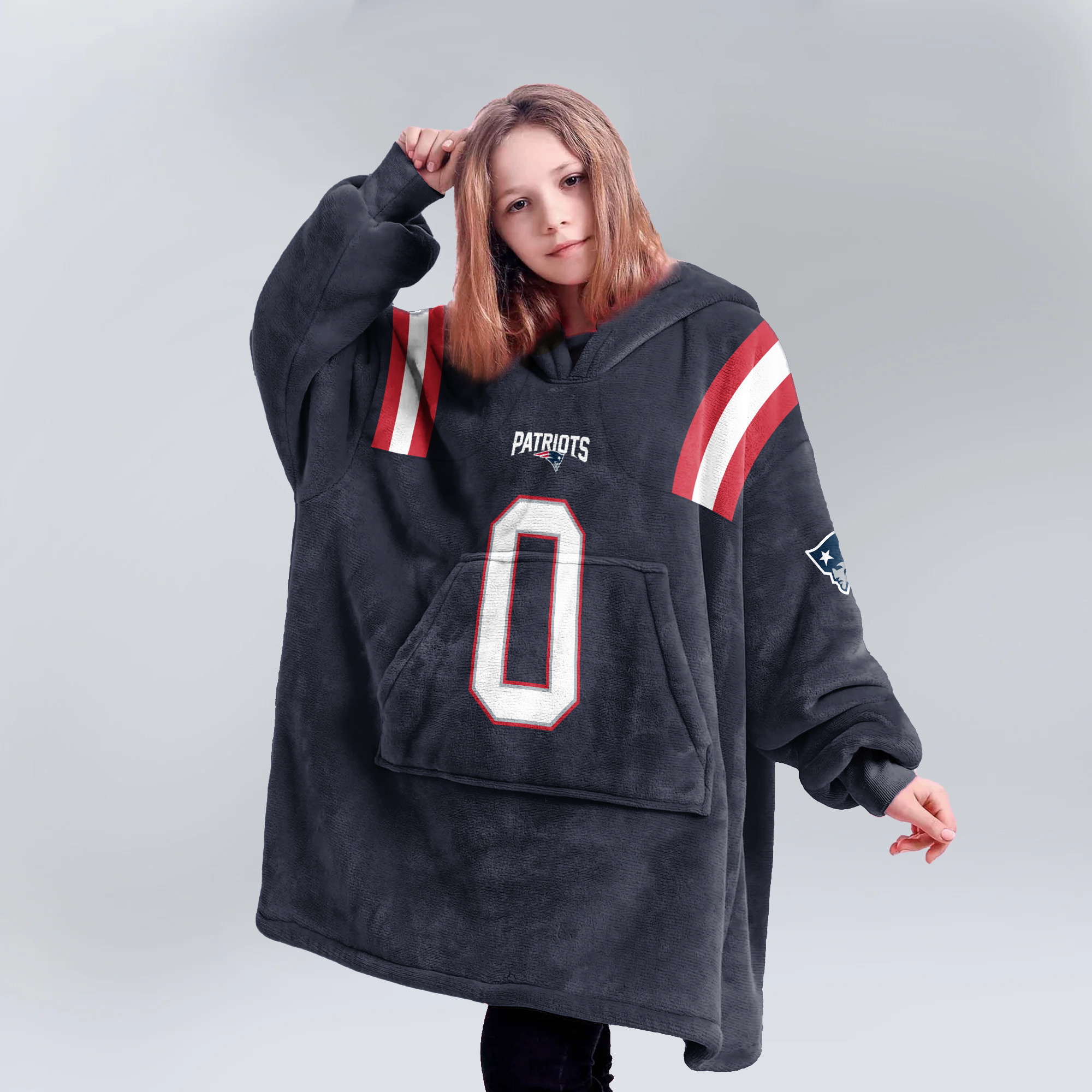 Adult CG 0 New England Football Unisex Blanket Hoodie