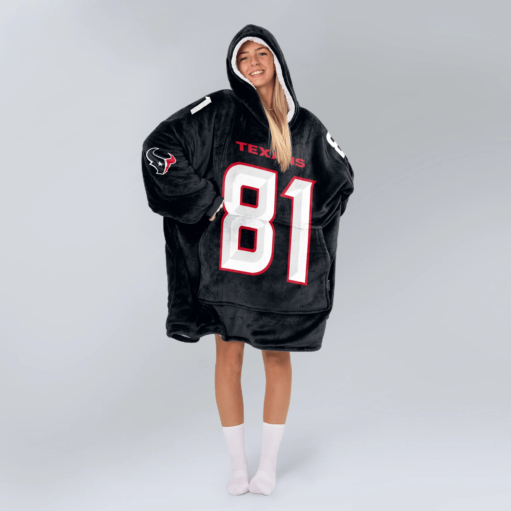 Adult J.H 81 Houston Football Unisex Blanket Hoodie