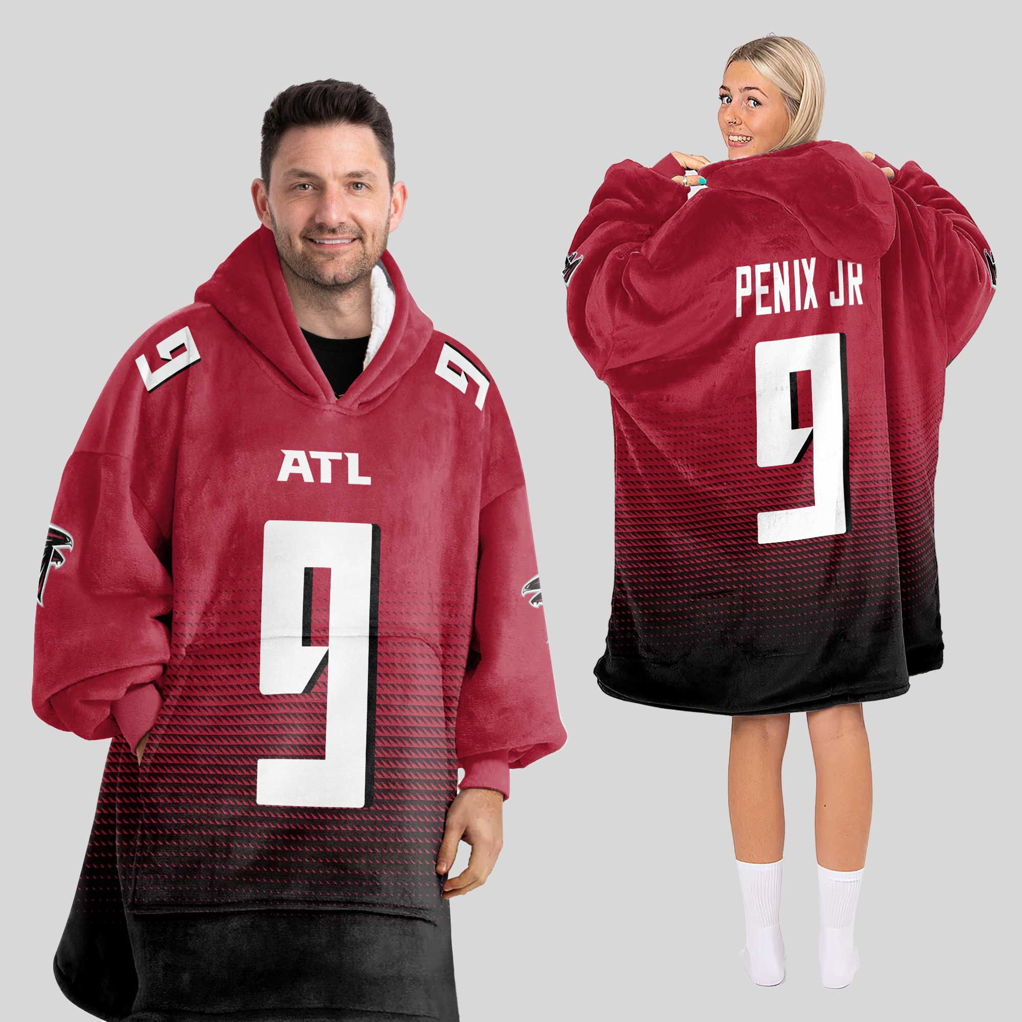 Adult 9 Atlanta Football Unisex Blanket Hoodie