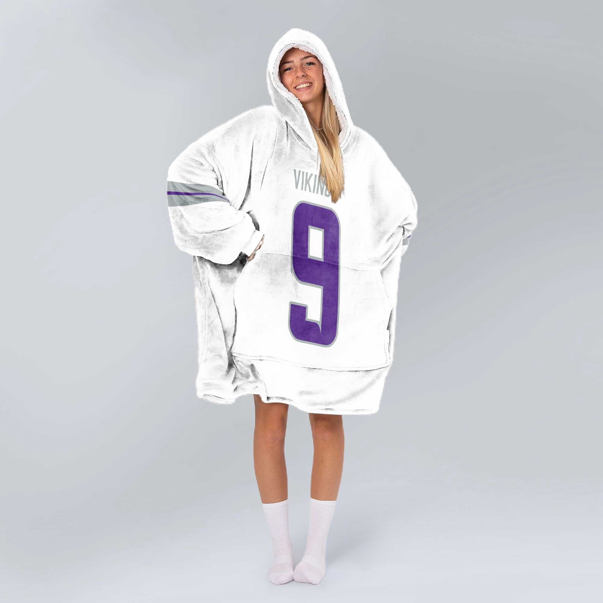 Adult 9 Minnesota Football Unisex Blanket Hoodie