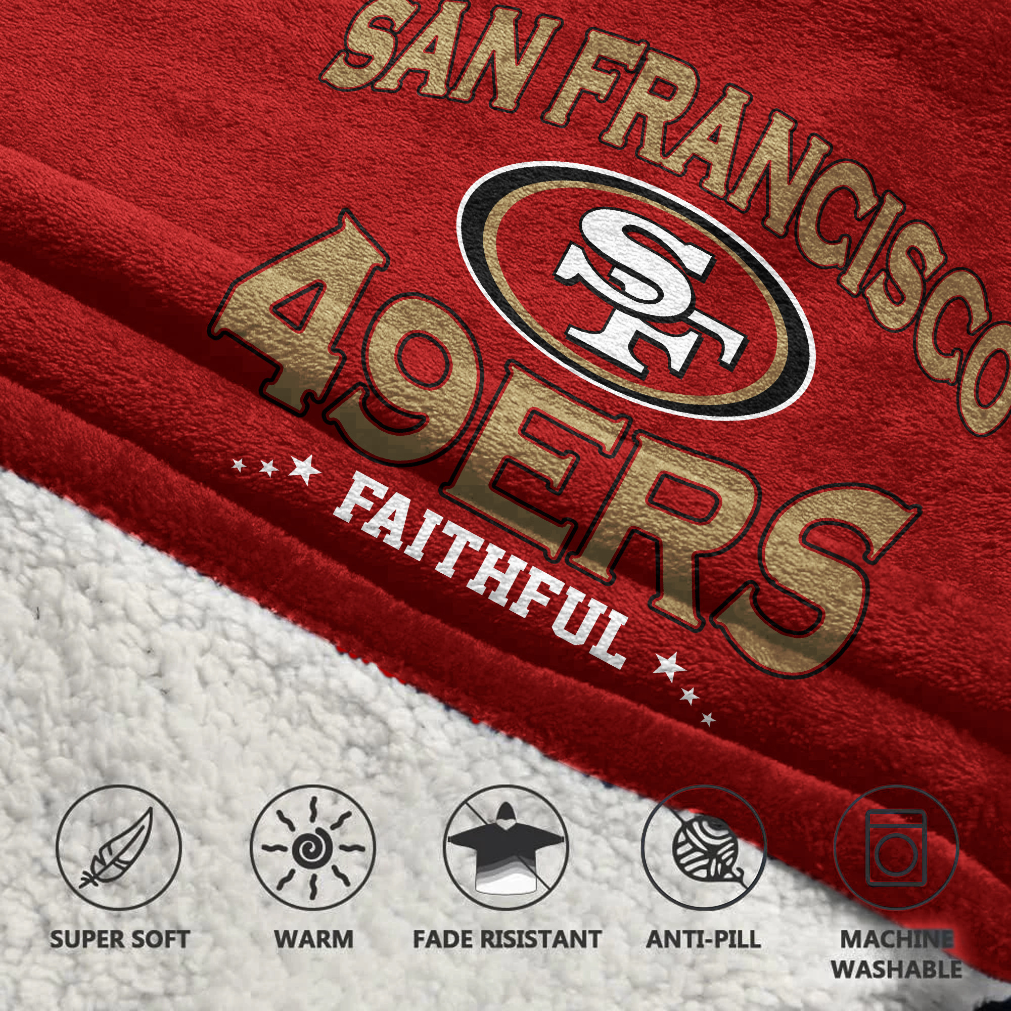 Adult San Francisco 49ers Football Unisex Blanket Hoodie