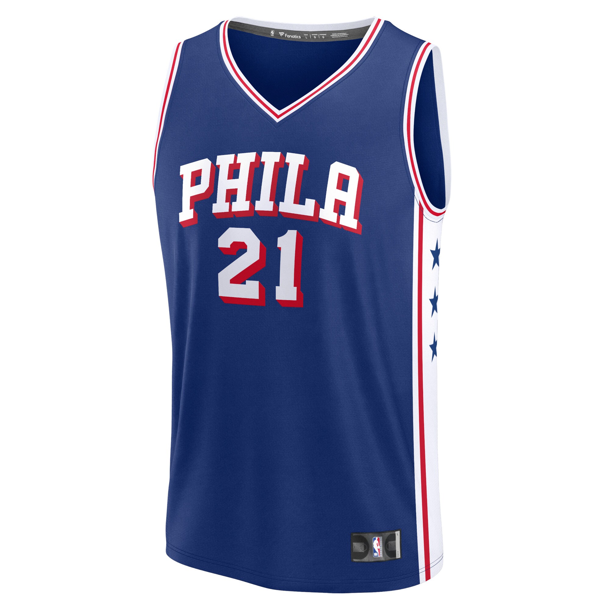 Men's Philadelphia 76ers Joel Embiid  Royal 2023/24 Fast Break Replica Jersey - Icon Edition