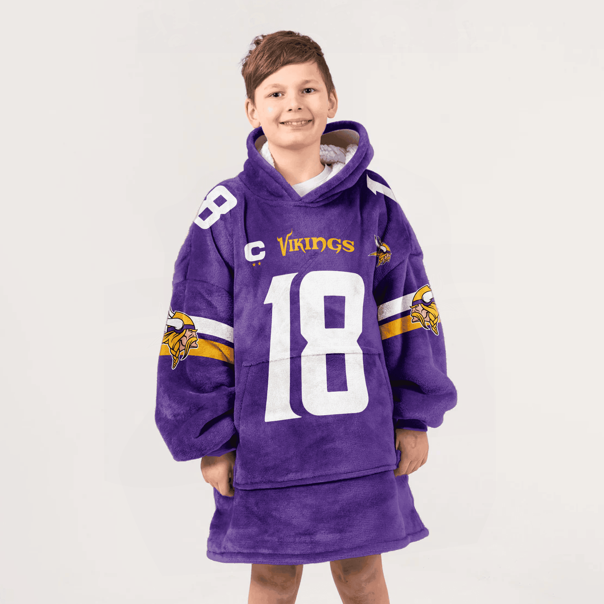 Adult Captain 18 Minnesota Football Unisex Blanket Hoodie