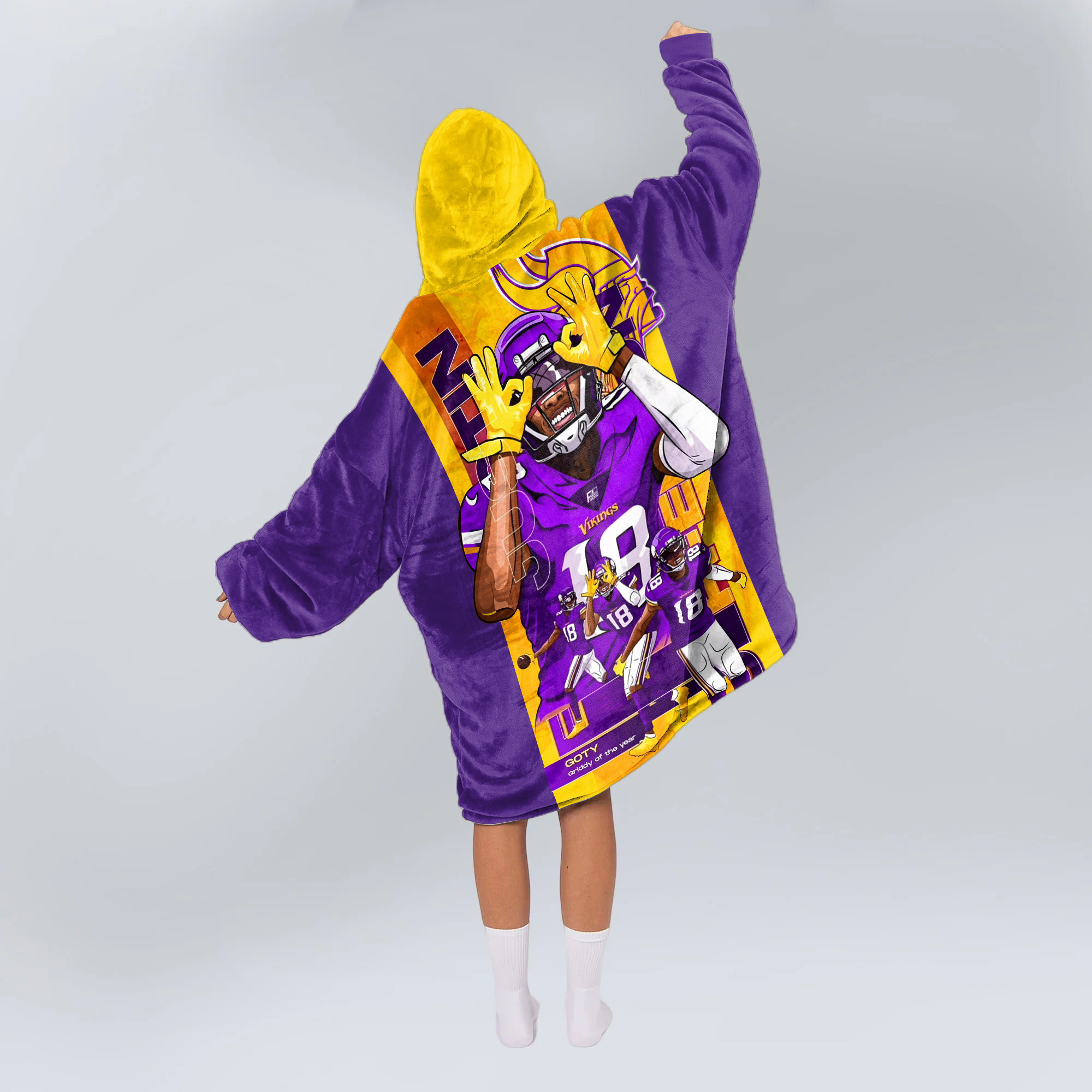 Adult JJ 18 Minnesota Football Unisex Blanket Hoodie