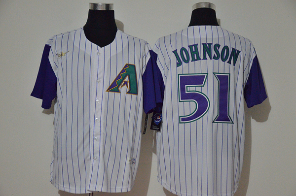 Men's  Arizona Diamondbacks #51 Randy Johnson White Cooperstown Collection Throwback Stitched MLB Jersey