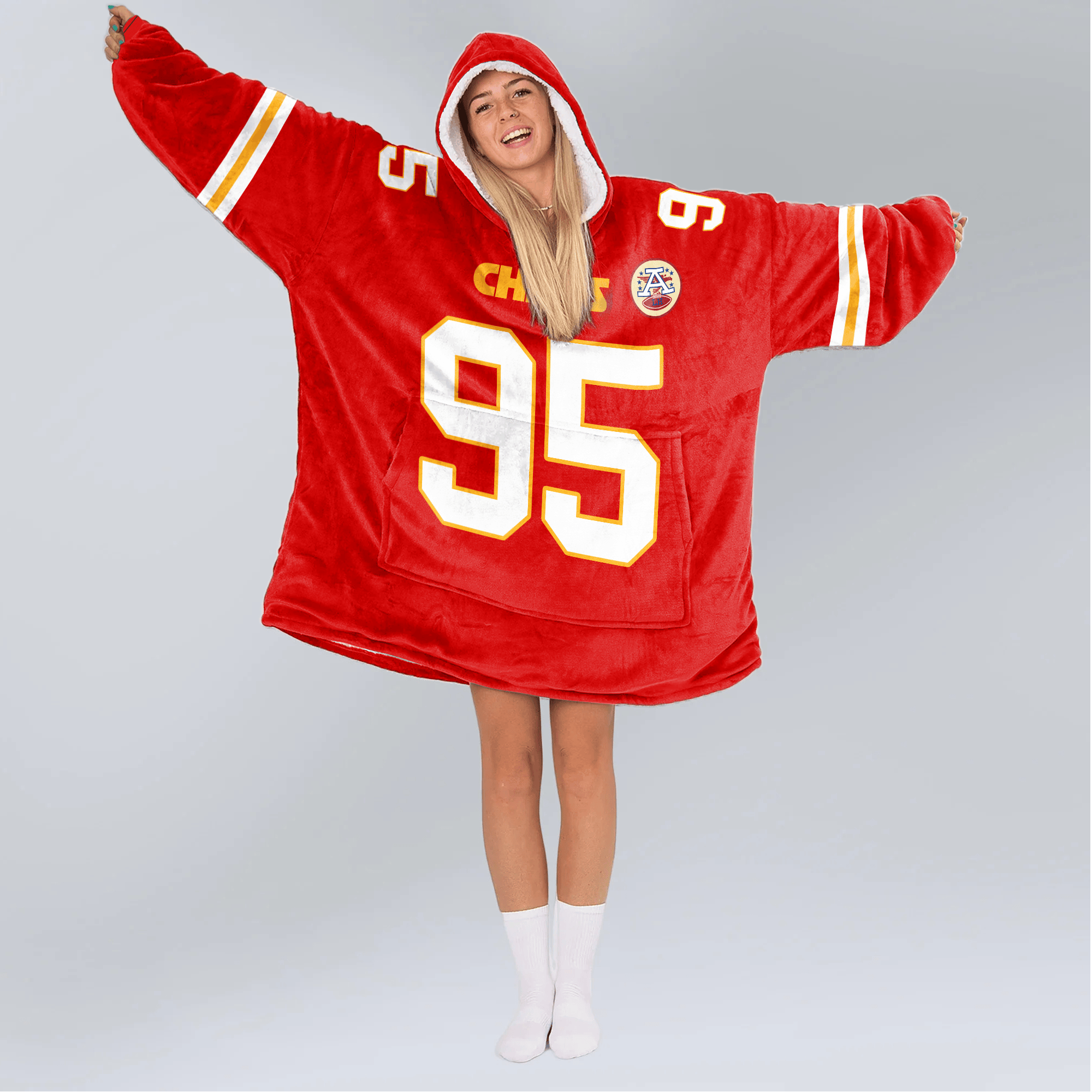 Adult C.J 95 Kansas City Football Unisex Blanket Hoodie