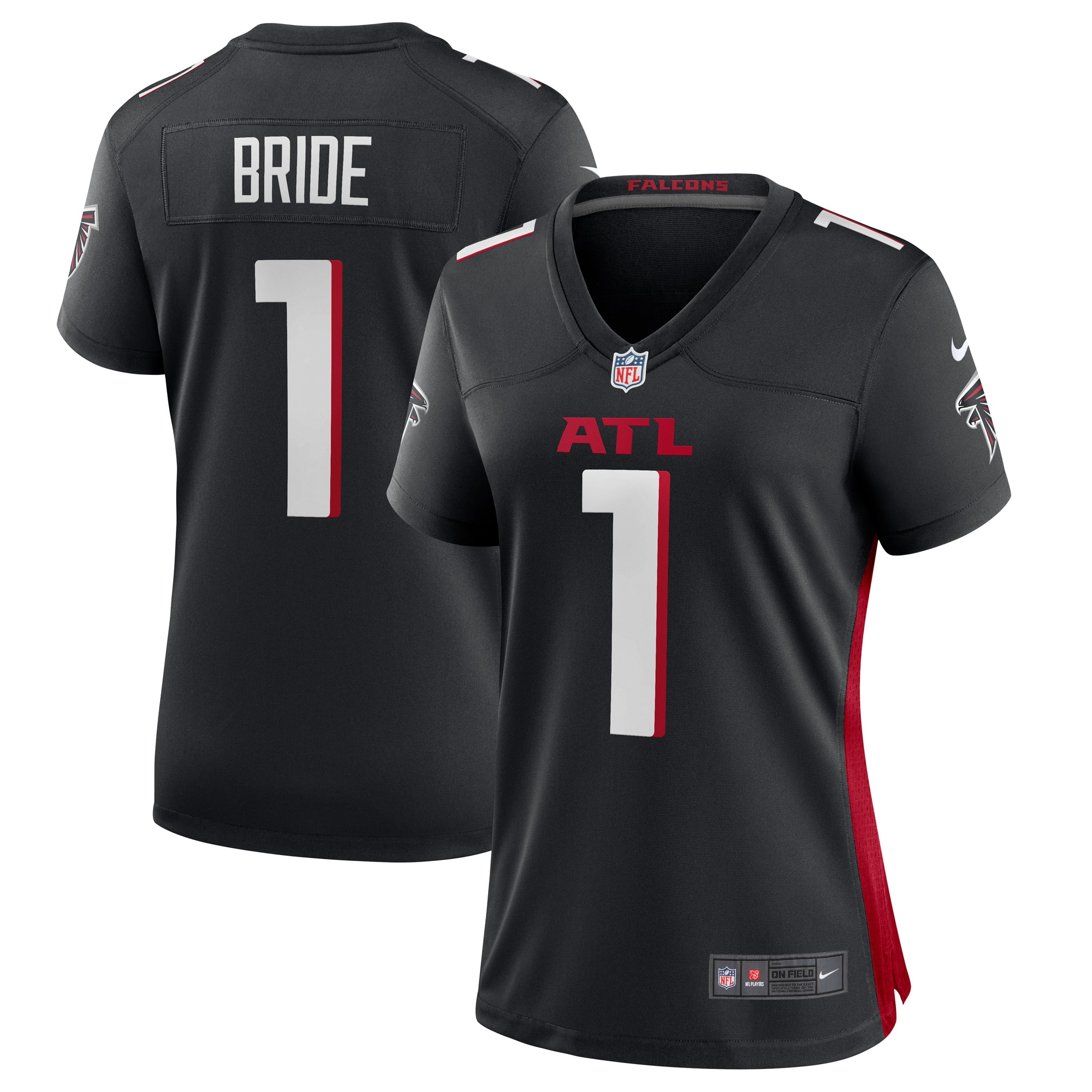 Number 1 Bride Atlanta Falcons Women's Game Jersey - Black