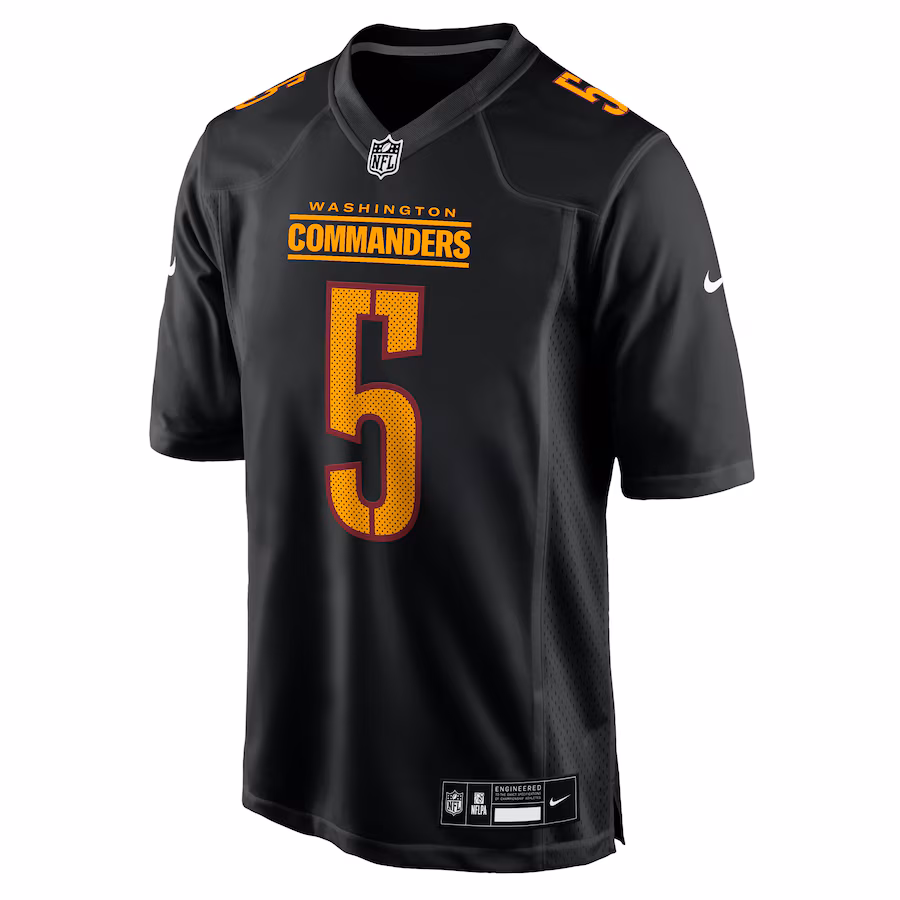 Men's Jayden Daniels Carbon #5 Black Washington Commanders Fashion Jersey