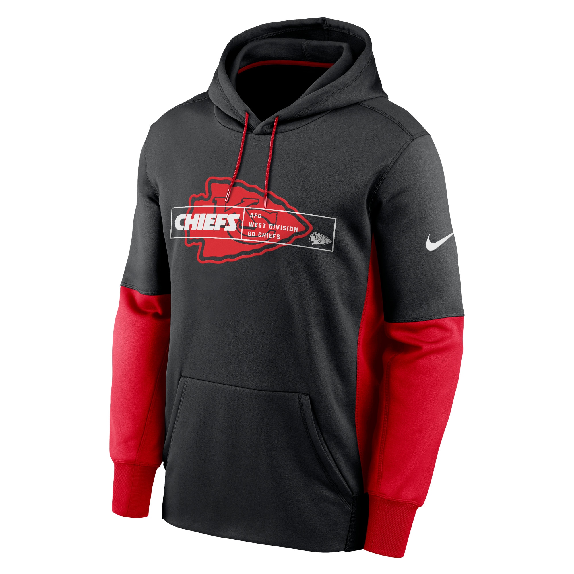 Kansas City Chiefs Color Block Fleece Performance Pullover Hoodie - Black
