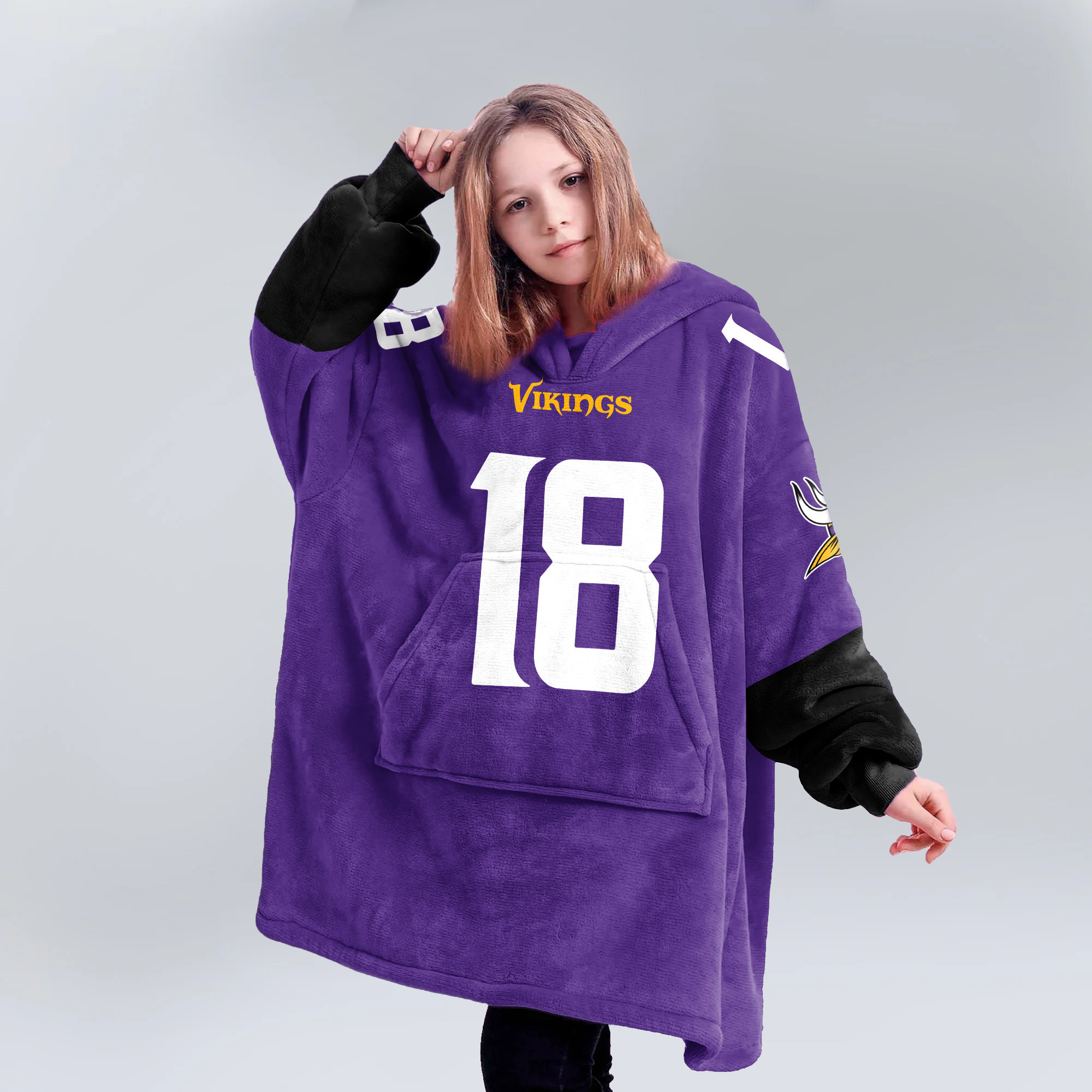 Adult JJ 18 Minnesota Football Unisex Blanket Hoodie