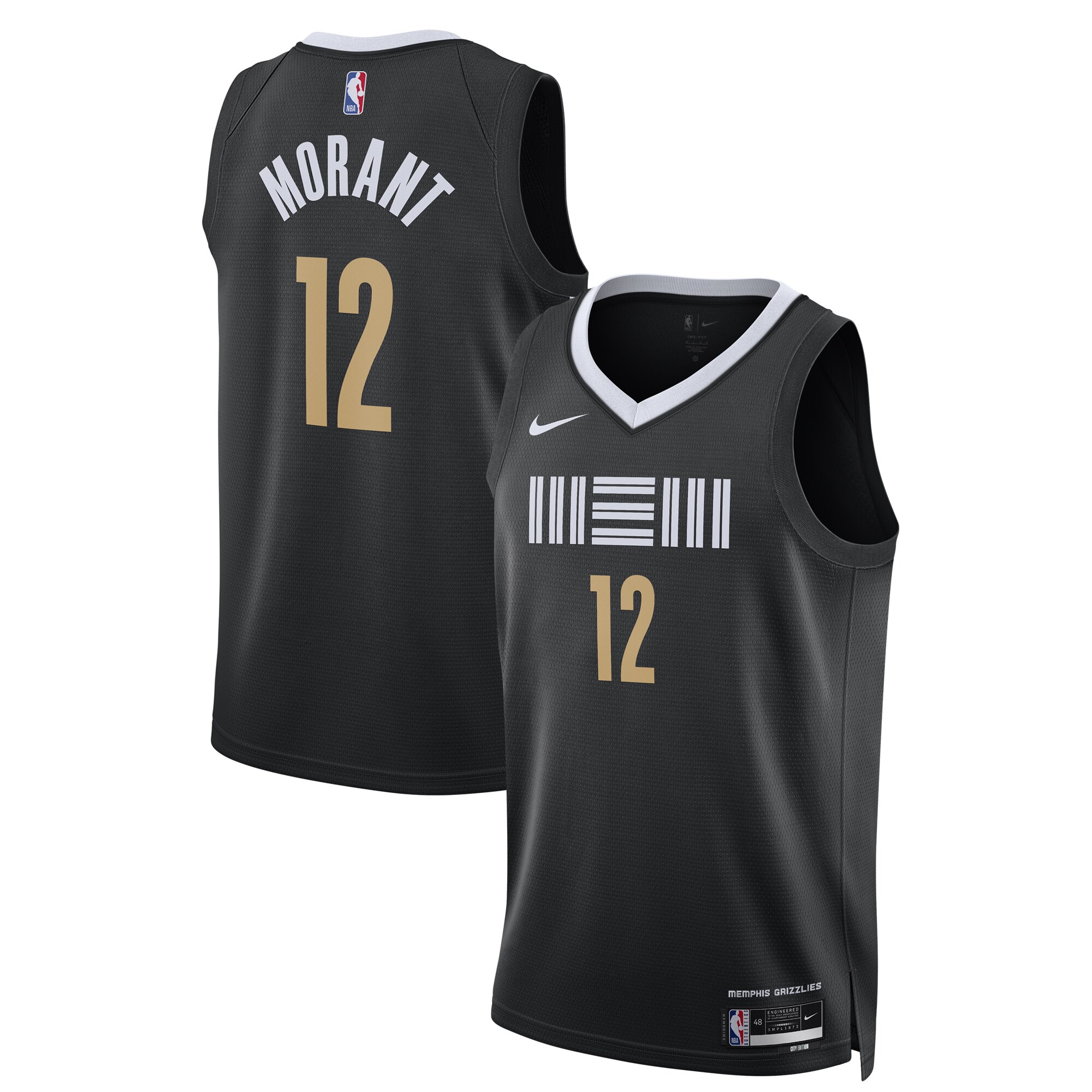 Unisex Memphis Grizzlies Ja Morant  Black 2023/24 Swingman Jersey - City Edition