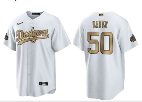 Men's Los Angeles Dodgers #50 Mookie Betts  White 2022 MLB All-Star Jersey