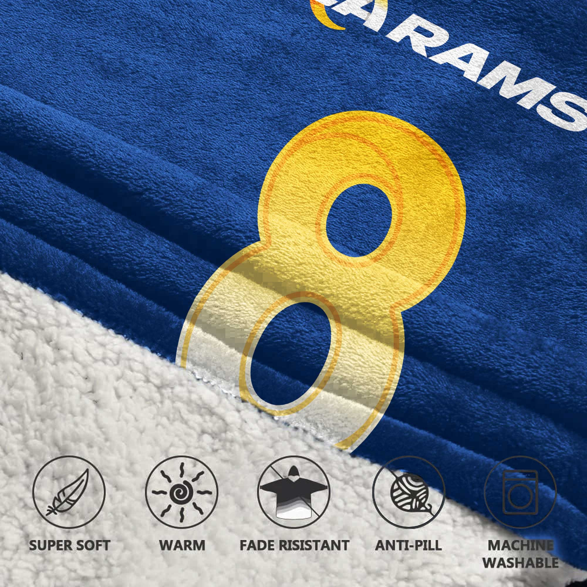 Adult J.V 8 Los Angeles R Football Unisex Blanket Hoodie
