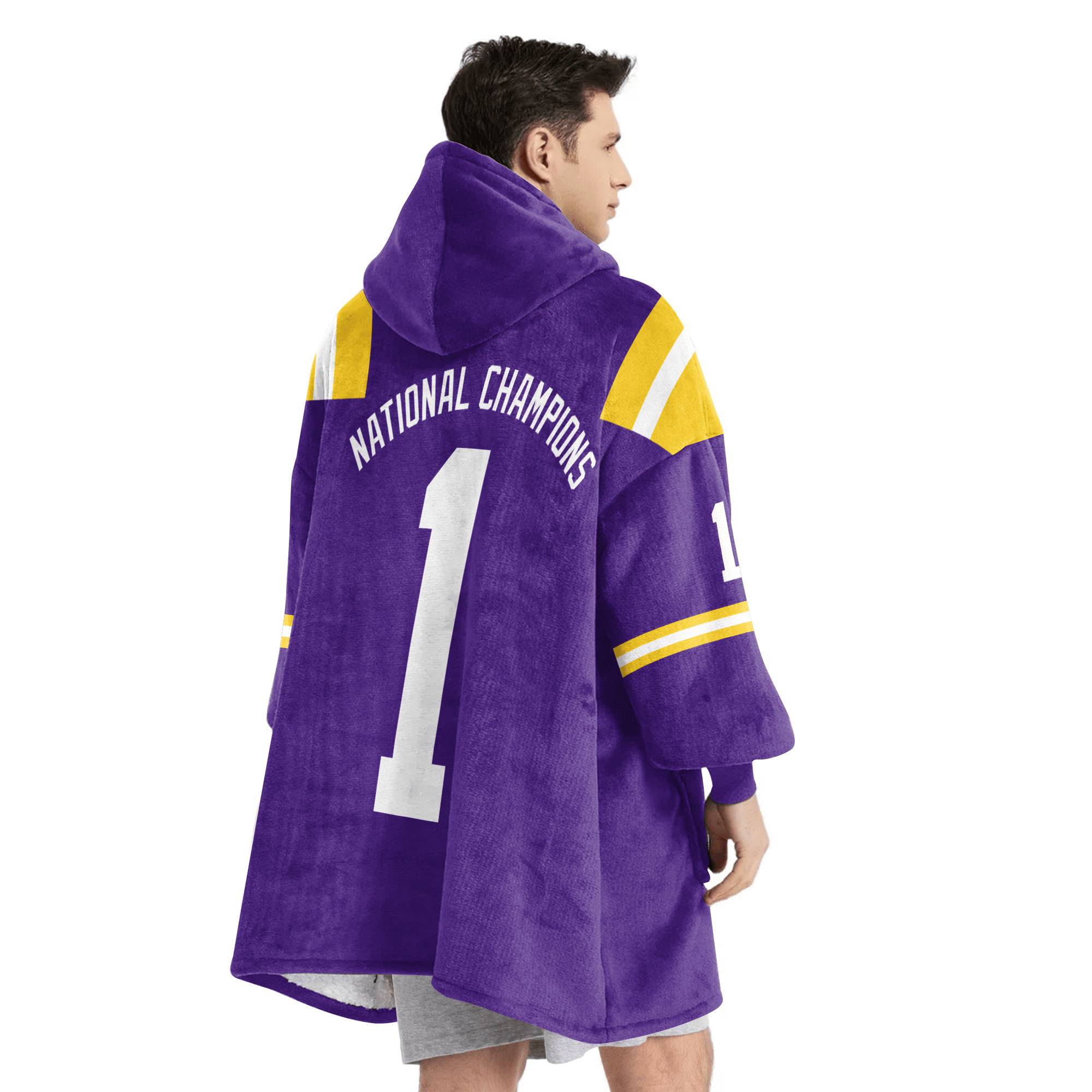 Adult #1 LSU Football Unisex Blanket Hoodie