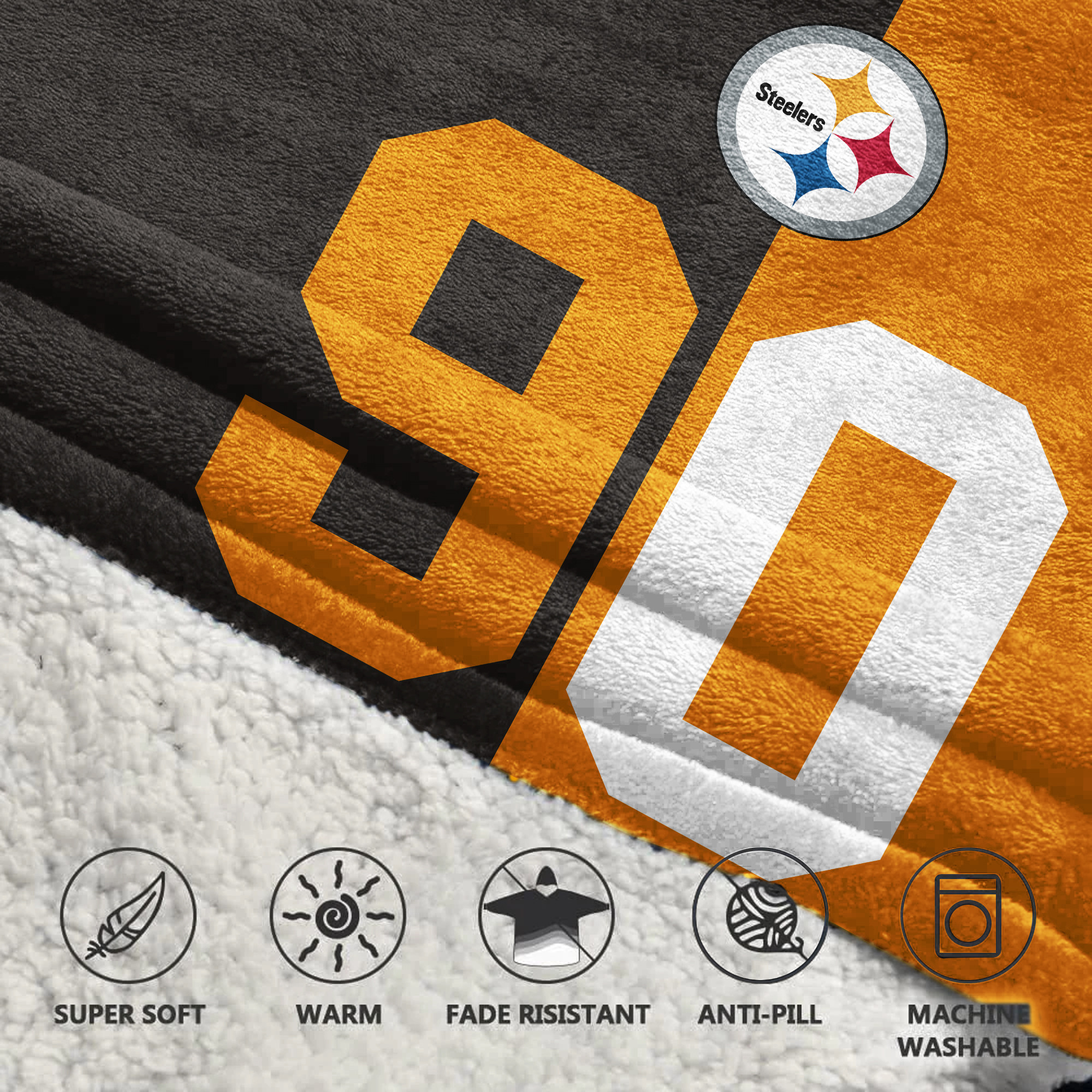Adult T.J.W 90 Pittsburgh Football Unisex Blanket Hoodie