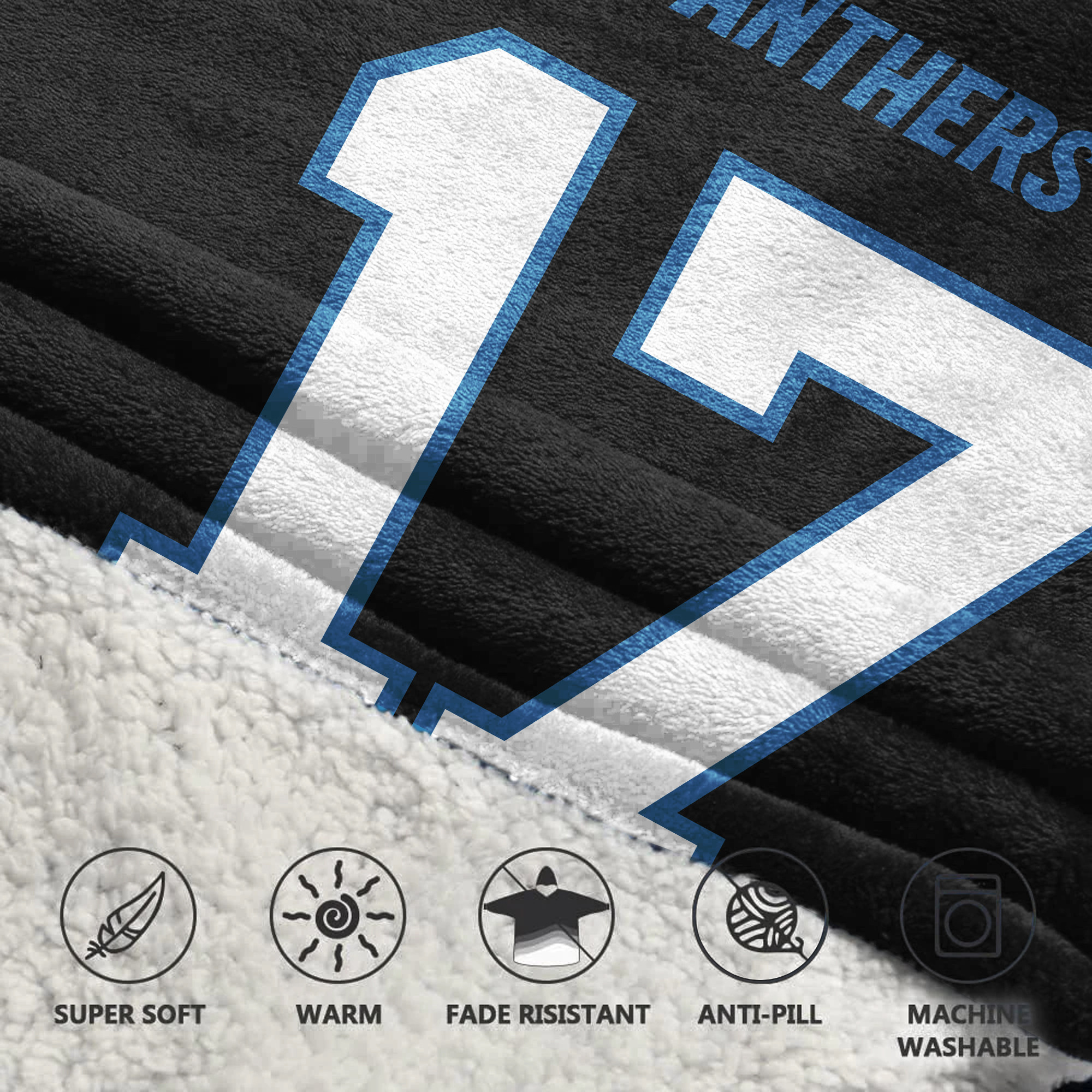Adult XL 17 Carolina Panthers Football Unisex Blanket Hoodie