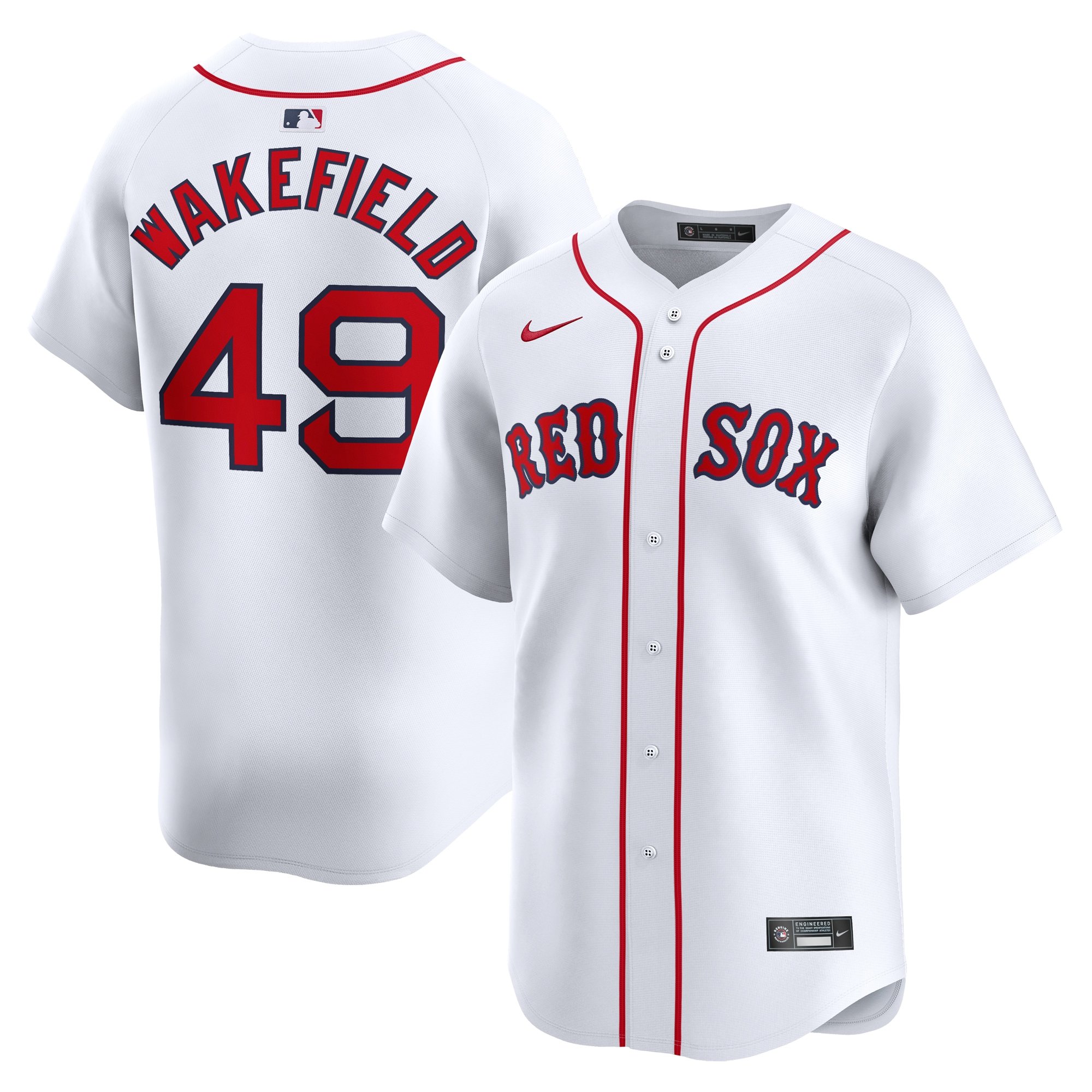 Men's Boston Red Sox Tim Wakefield  White Home Limited Player Jersey
